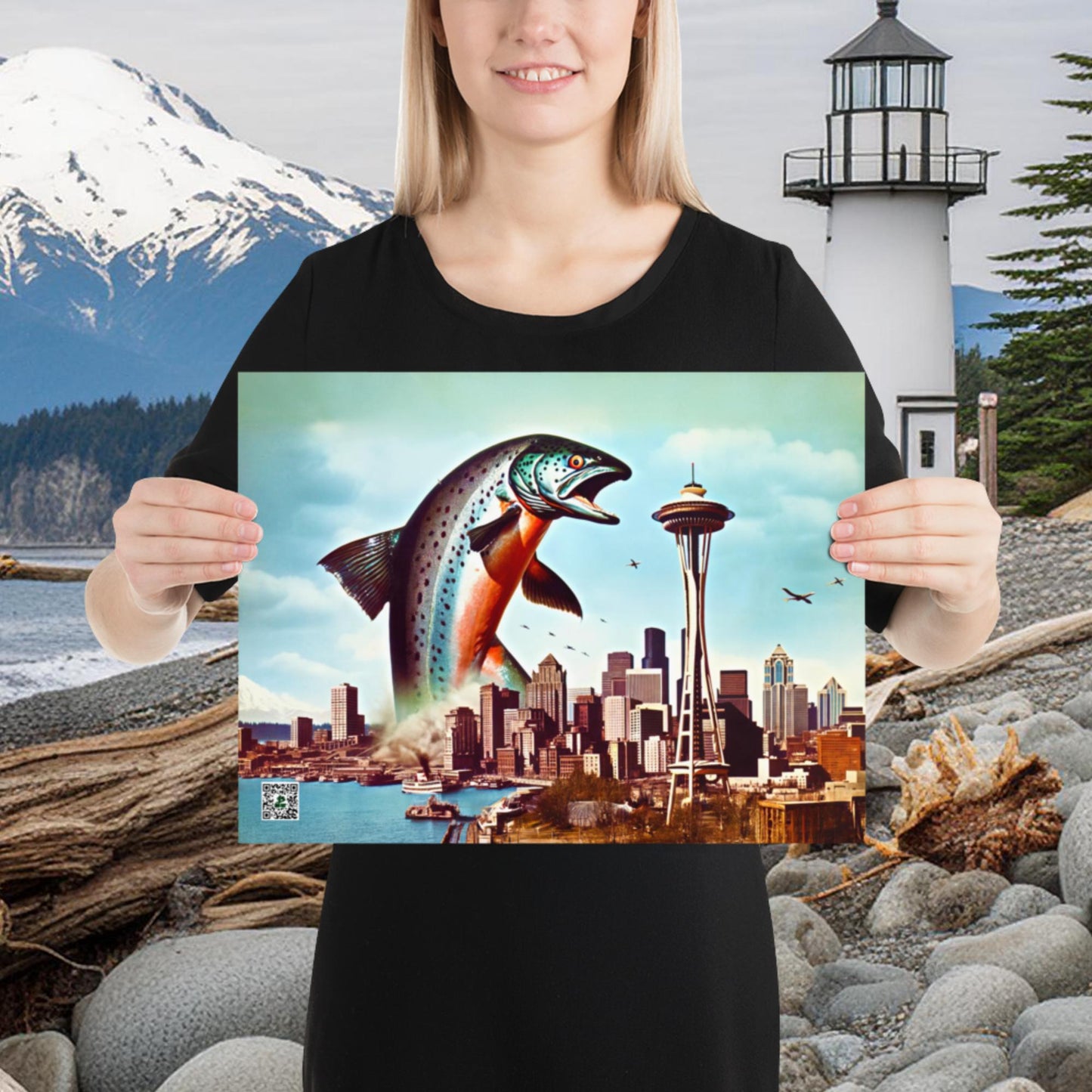 Salmon Surge in Seattle Alt - Photo paper poster - BBairt