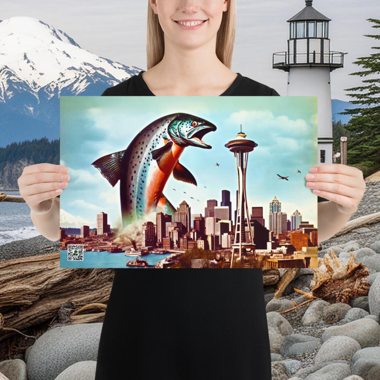 Salmon Surge in Seattle Alt - Photo paper poster - BBairt