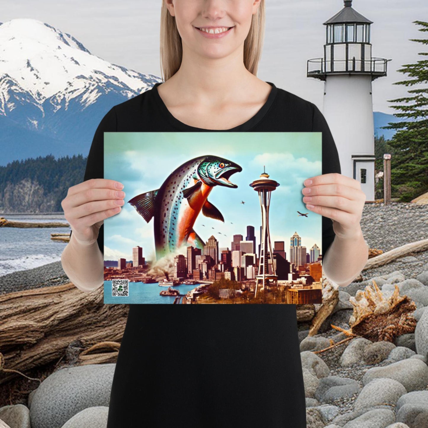 Salmon Surge in Seattle Alt - Photo paper poster - BBairt