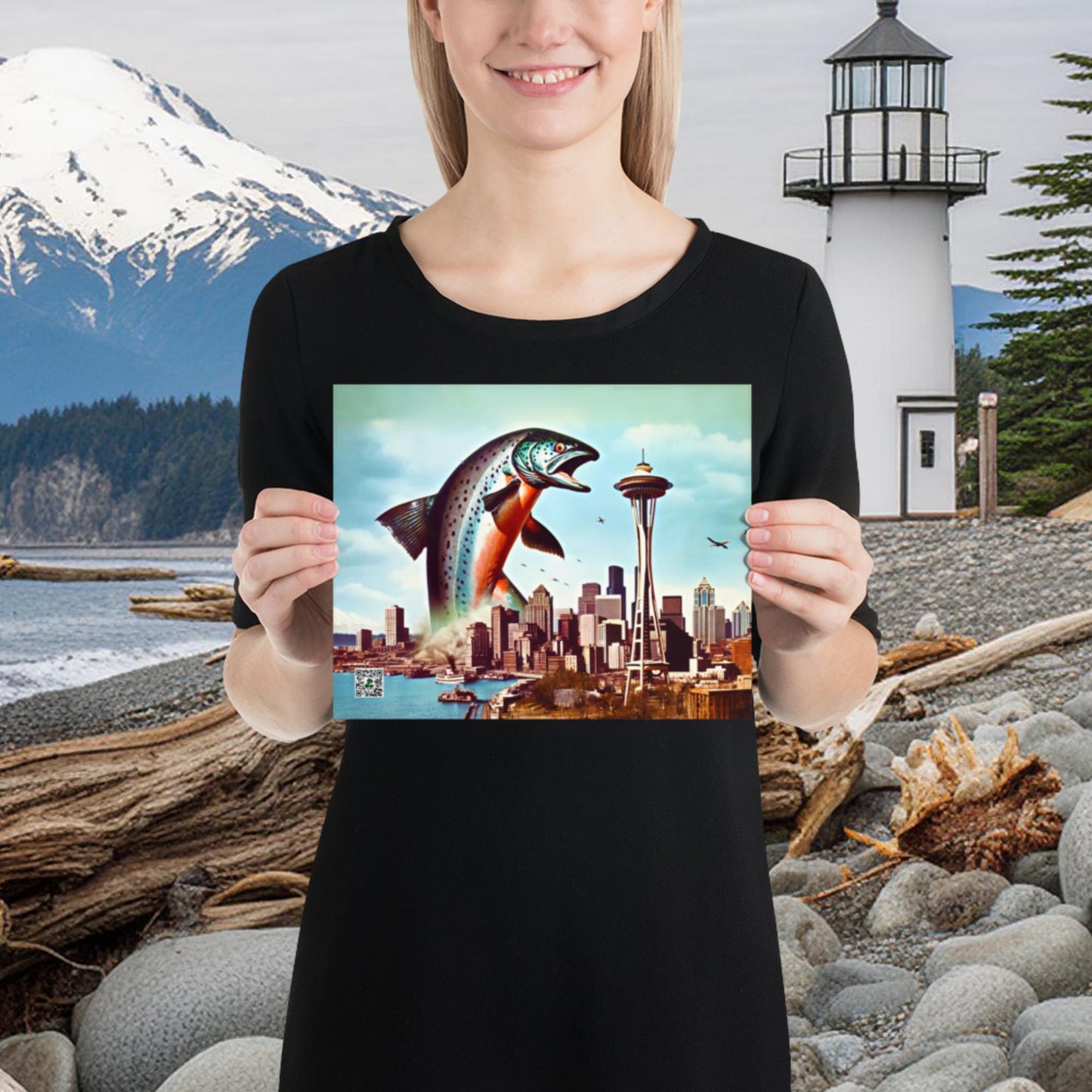Salmon Surge in Seattle Alt - Photo paper poster - BBairt