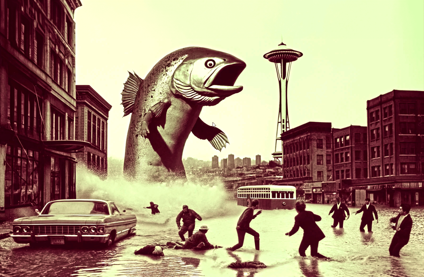 Salmon Surge in Seattle – Desk Mat - BBairt