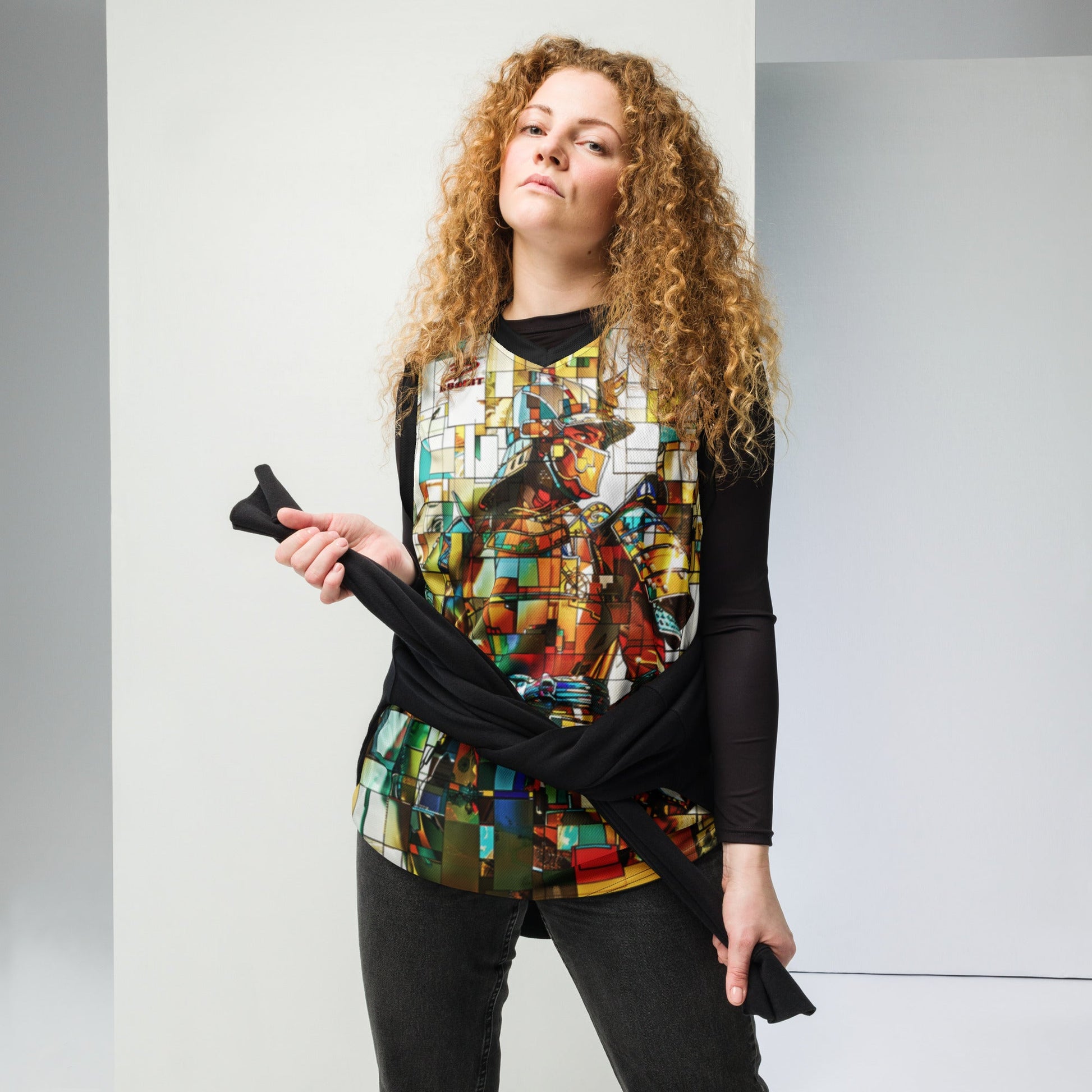 Sentinel of the Crimson Lotus - Recycled unisex basketball jersey - BBairt