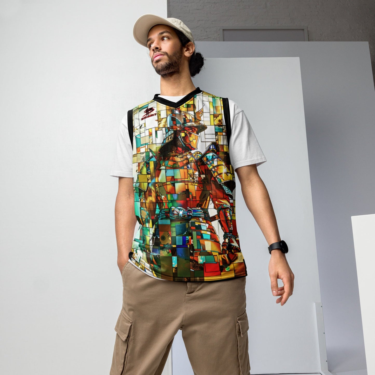 Sentinel of the Crimson Lotus - Recycled unisex basketball jersey - BBairt
