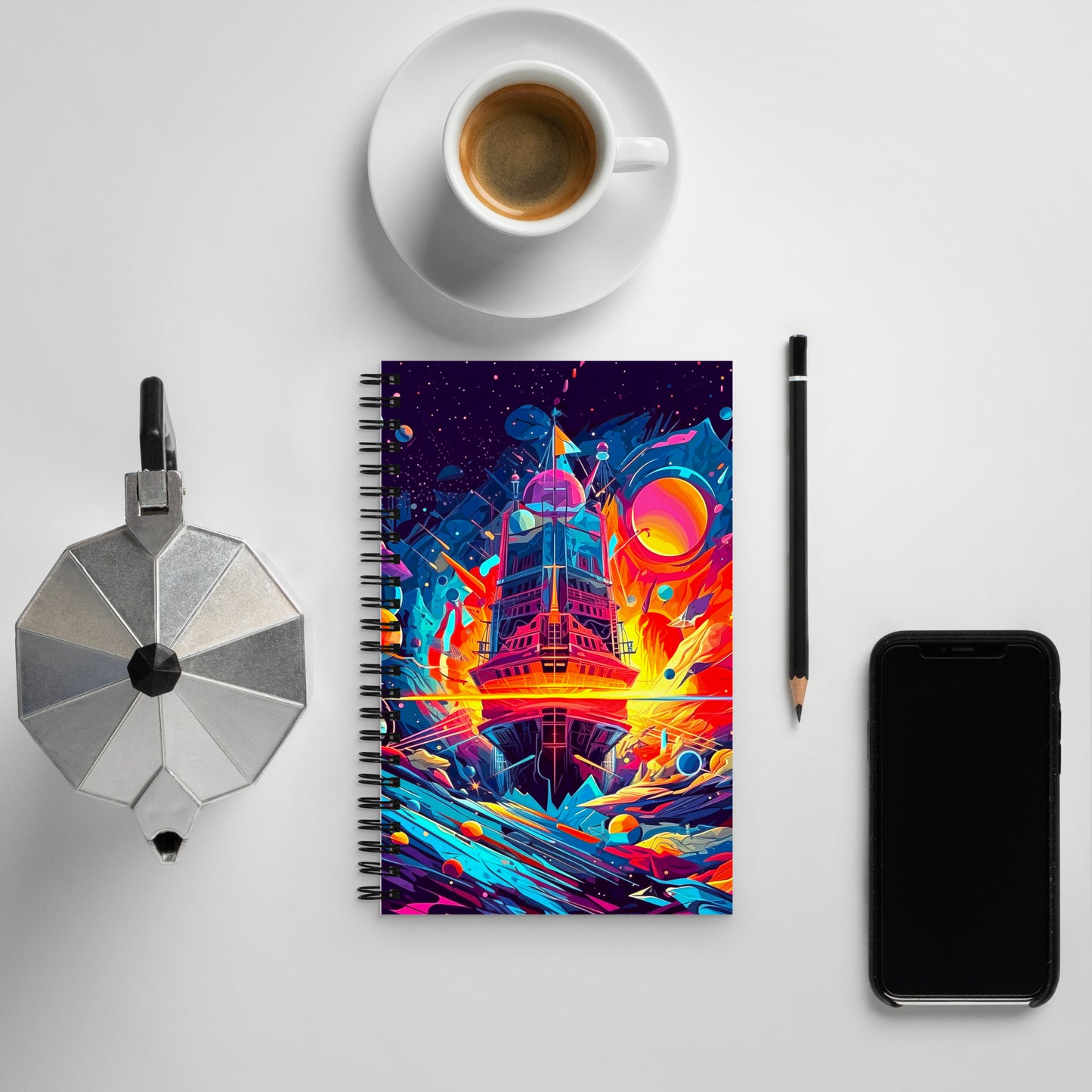 Pioneers of the Cubist Cosmos - Spiral notebook