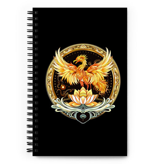 Elemental Harmony: Fiery Phoenix and Calm Lotus - Spiral notebook