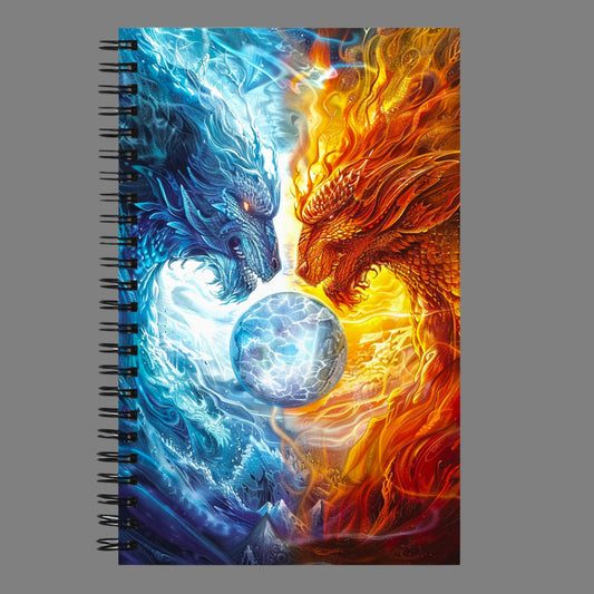 Equinox Harmony: Fire and Ice Guardians - Spiral notebook