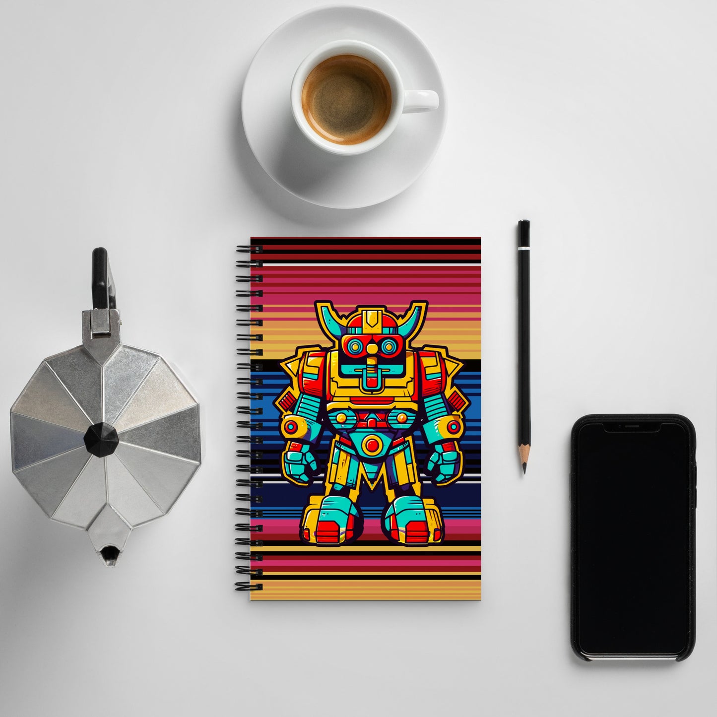 Mech Bushido Guardian - Spiral notebook