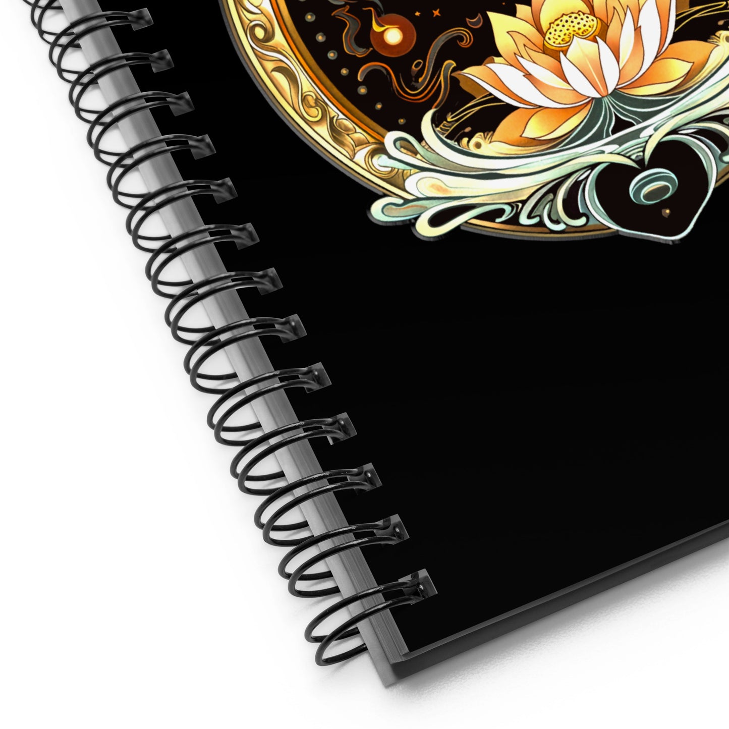 Elemental Harmony: Fiery Phoenix and Calm Lotus - Spiral notebook