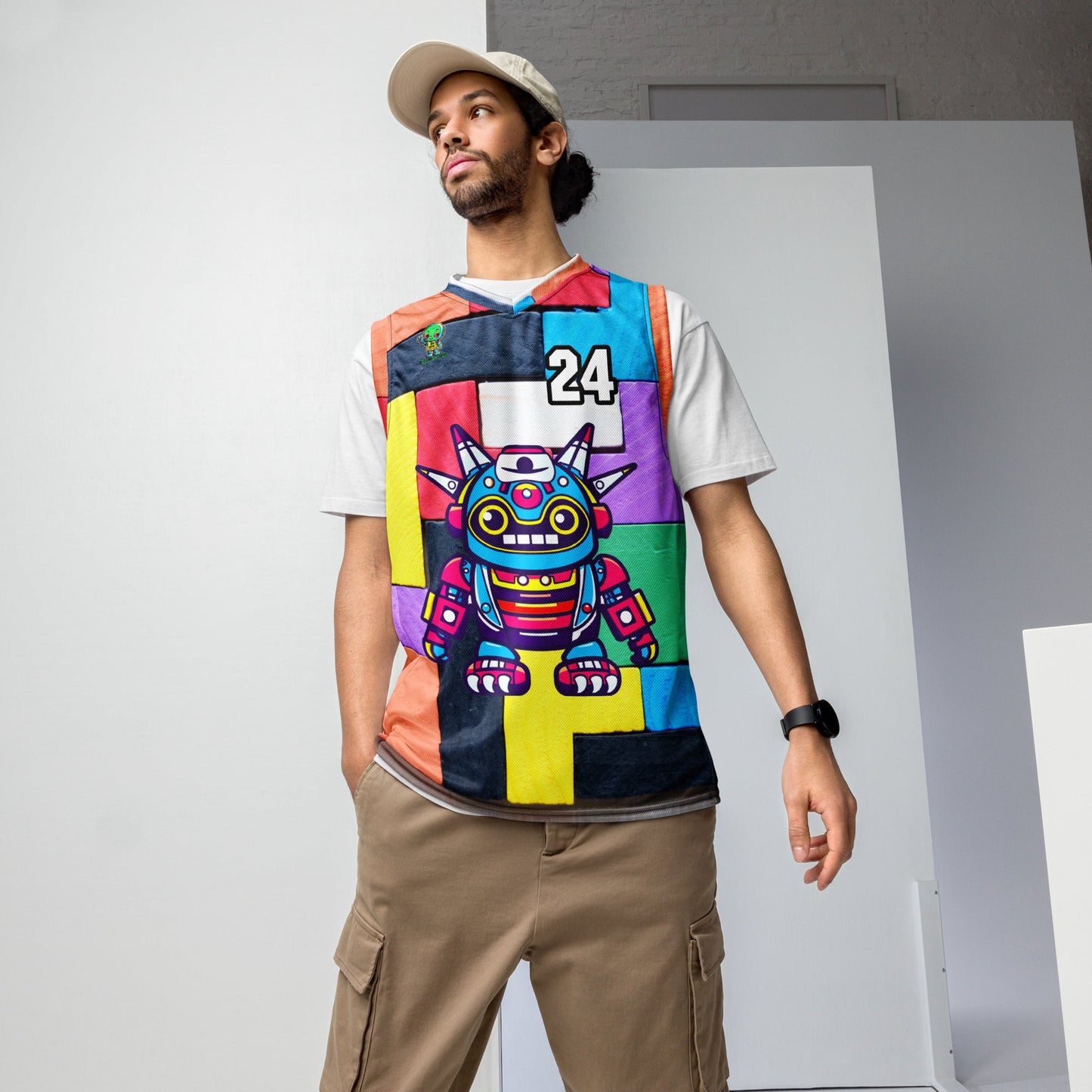Techno Guardian - Recycled unisex basketball jersey - Block Fusion Colorway - BBairt