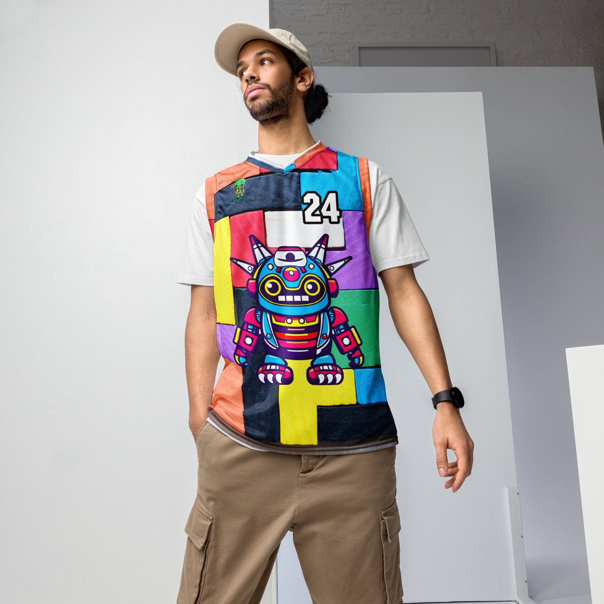 Techno Guardian - Recycled unisex basketball jersey - Block Fusion Colorway - BBairt