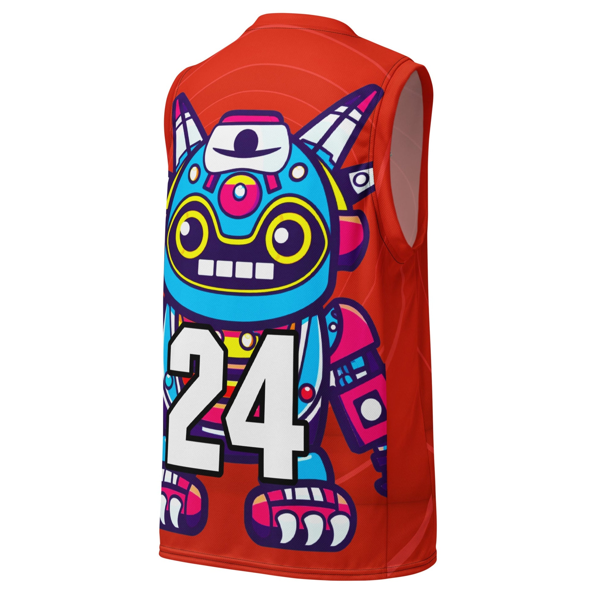 Techno Guardian - Recycled unisex basketball jersey - Crimson Vortex Colorway - BBairt