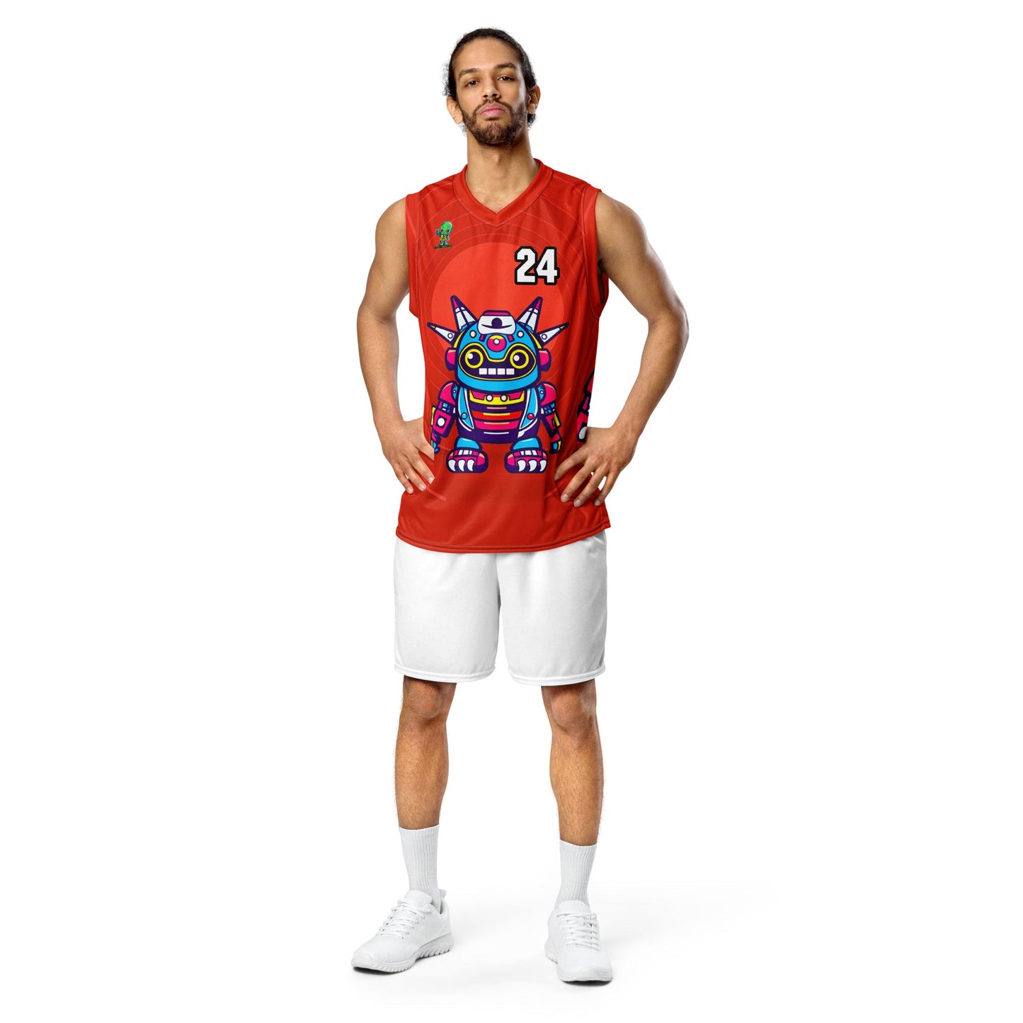 Techno Guardian - Recycled unisex basketball jersey - Crimson Vortex Colorway - BBairt