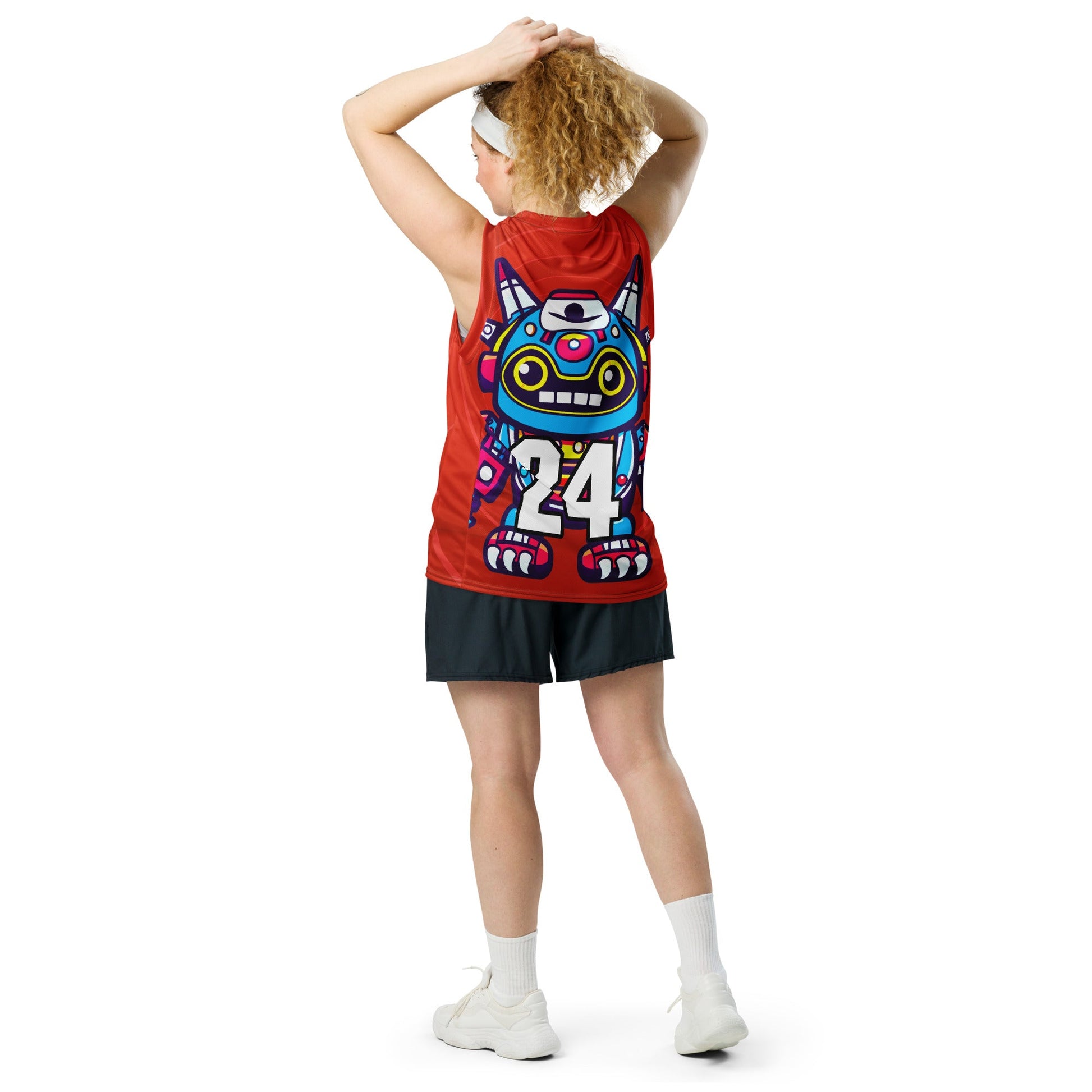 Techno Guardian - Recycled unisex basketball jersey - Crimson Vortex Colorway - BBairt