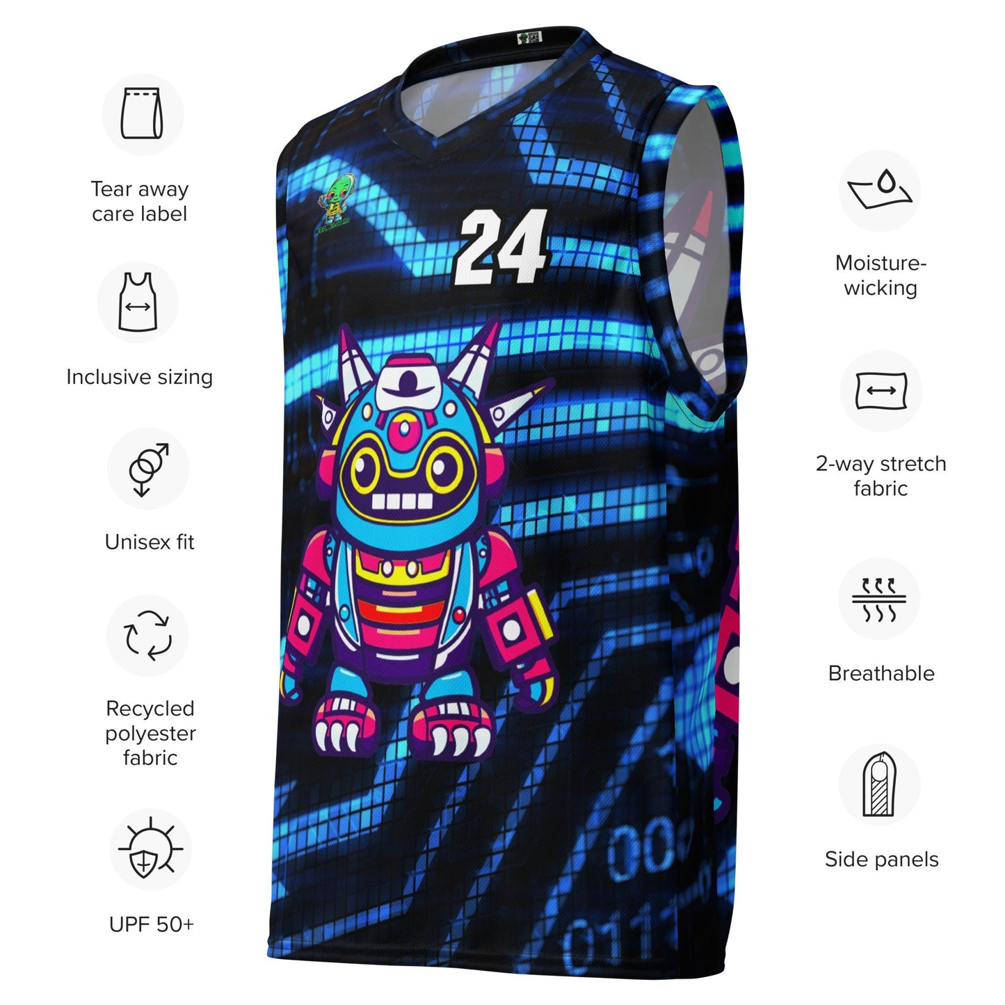 Techno Guardian - Recycled unisex basketball jersey - Digital Pulse Colorway - BBairt