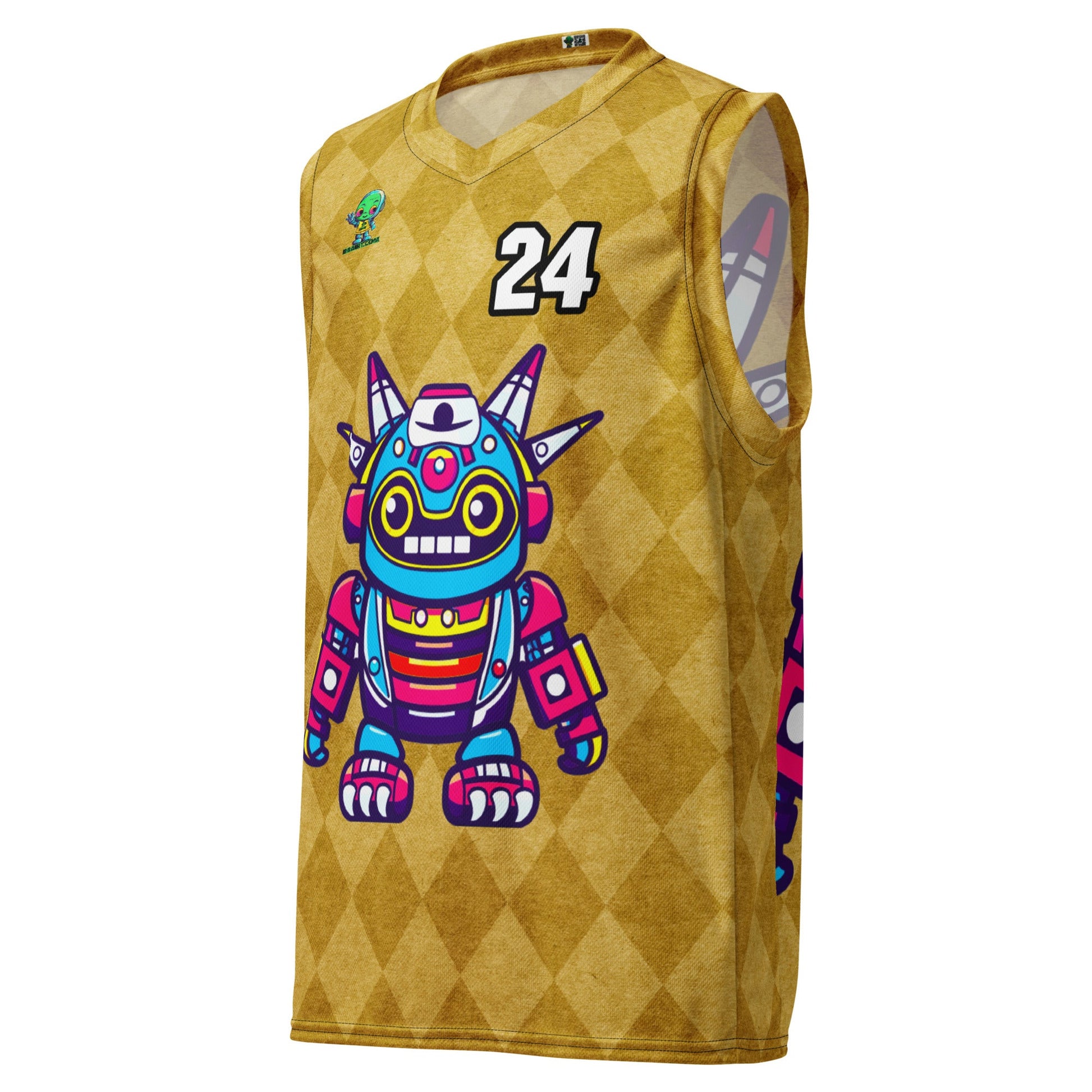 Techno Guardian - Recycled unisex basketball jersey - Golden Argyle Colorway - BBairt