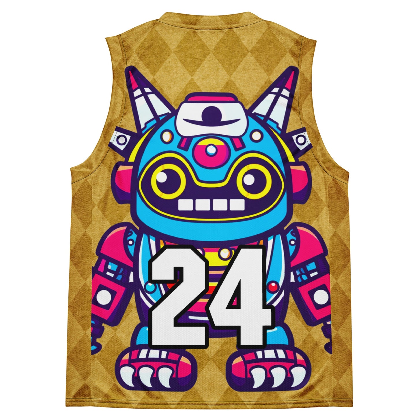 Techno Guardian - Recycled unisex basketball jersey - Golden Argyle Colorway - BBairt