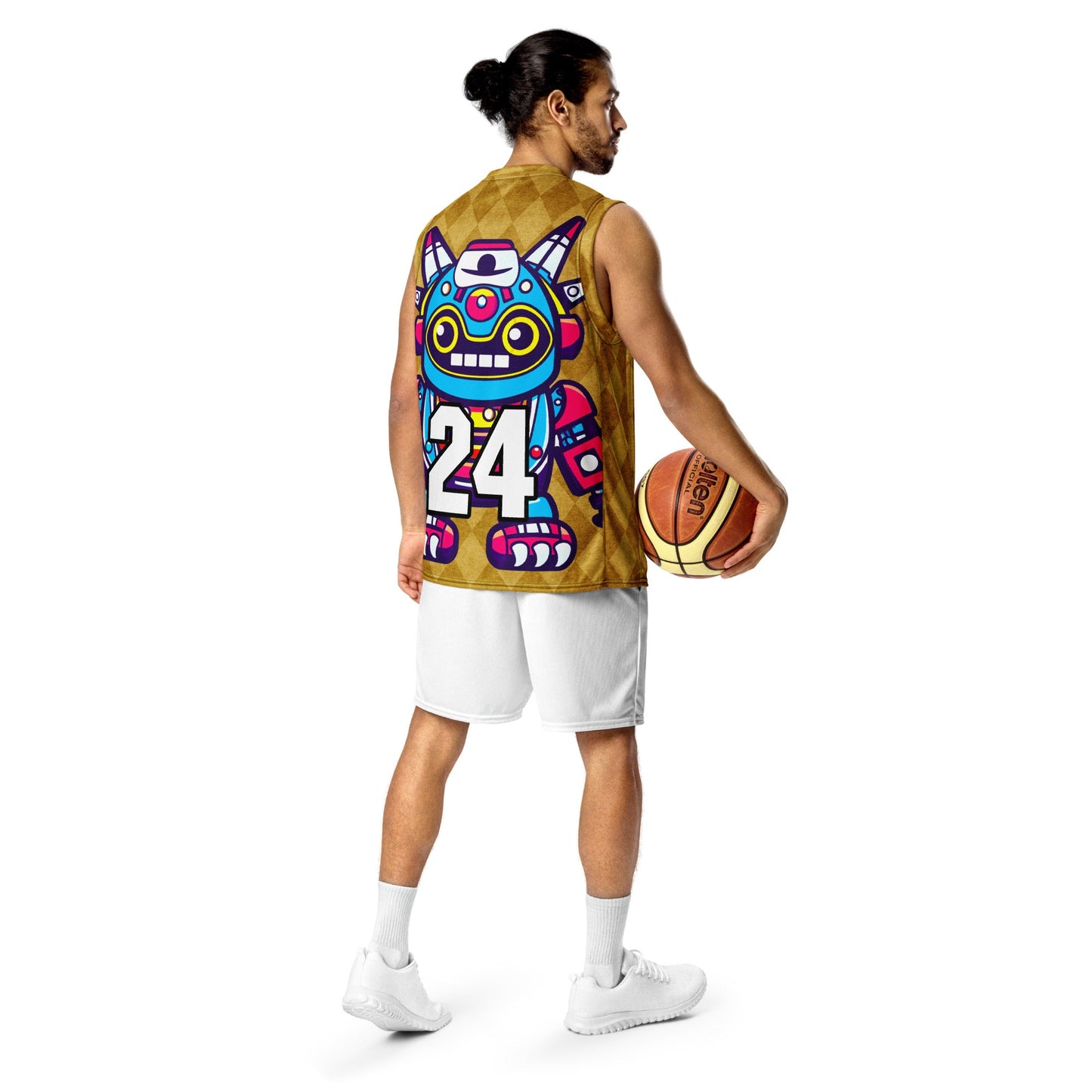 Techno Guardian - Recycled unisex basketball jersey - Golden Argyle Colorway - BBairt