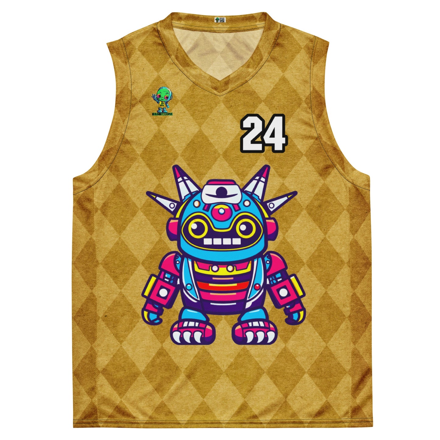 Techno Guardian - Recycled unisex basketball jersey - Golden Argyle Colorway - BBairt