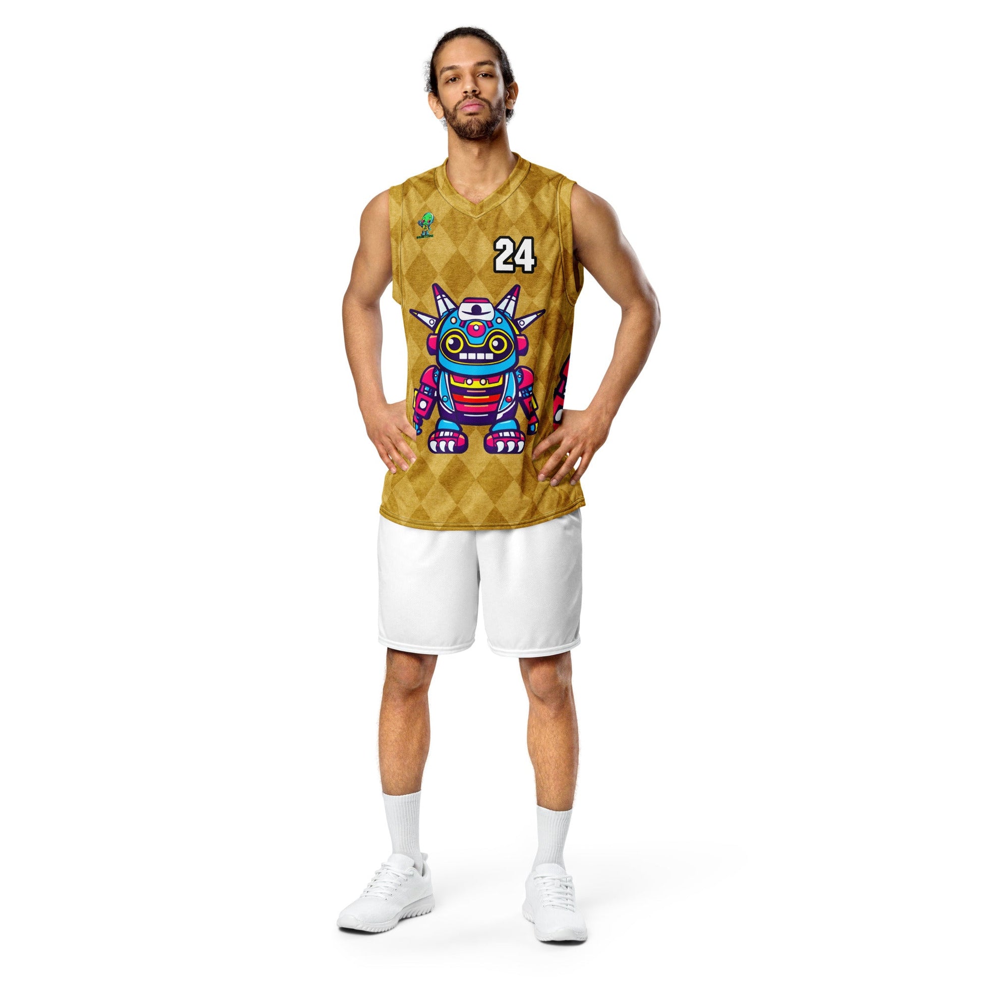 Techno Guardian - Recycled unisex basketball jersey - Golden Argyle Colorway - BBairt
