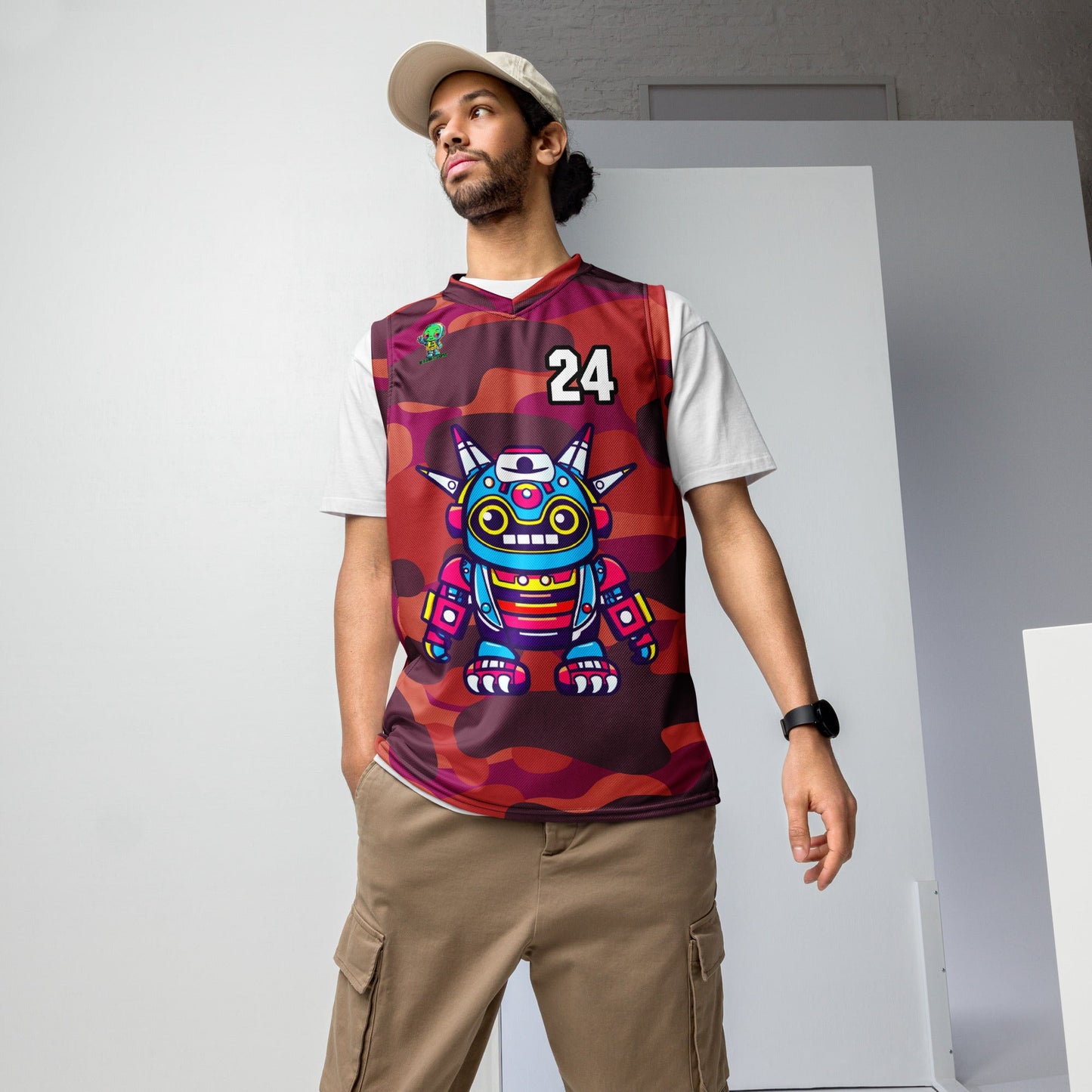 Techno Guardian - Recycled unisex basketball jersey - Inferno Camo Colorway - BBairt