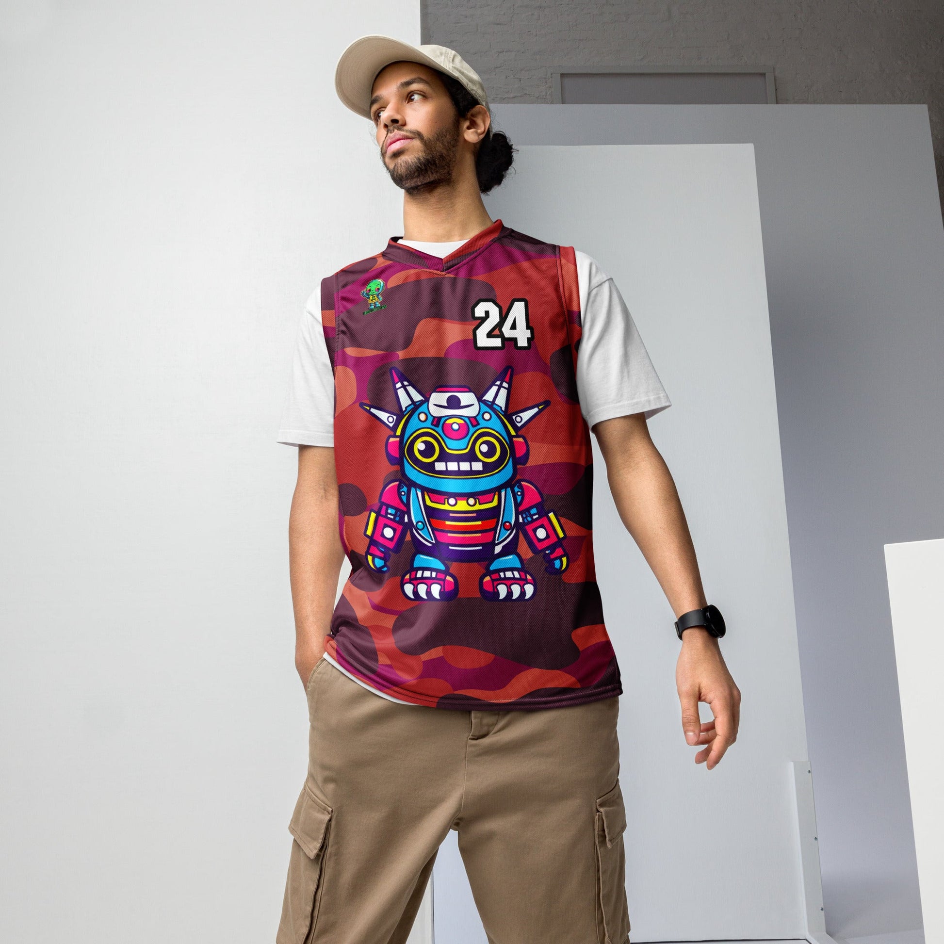 Techno Guardian - Recycled unisex basketball jersey - Inferno Camo Colorway - BBairt