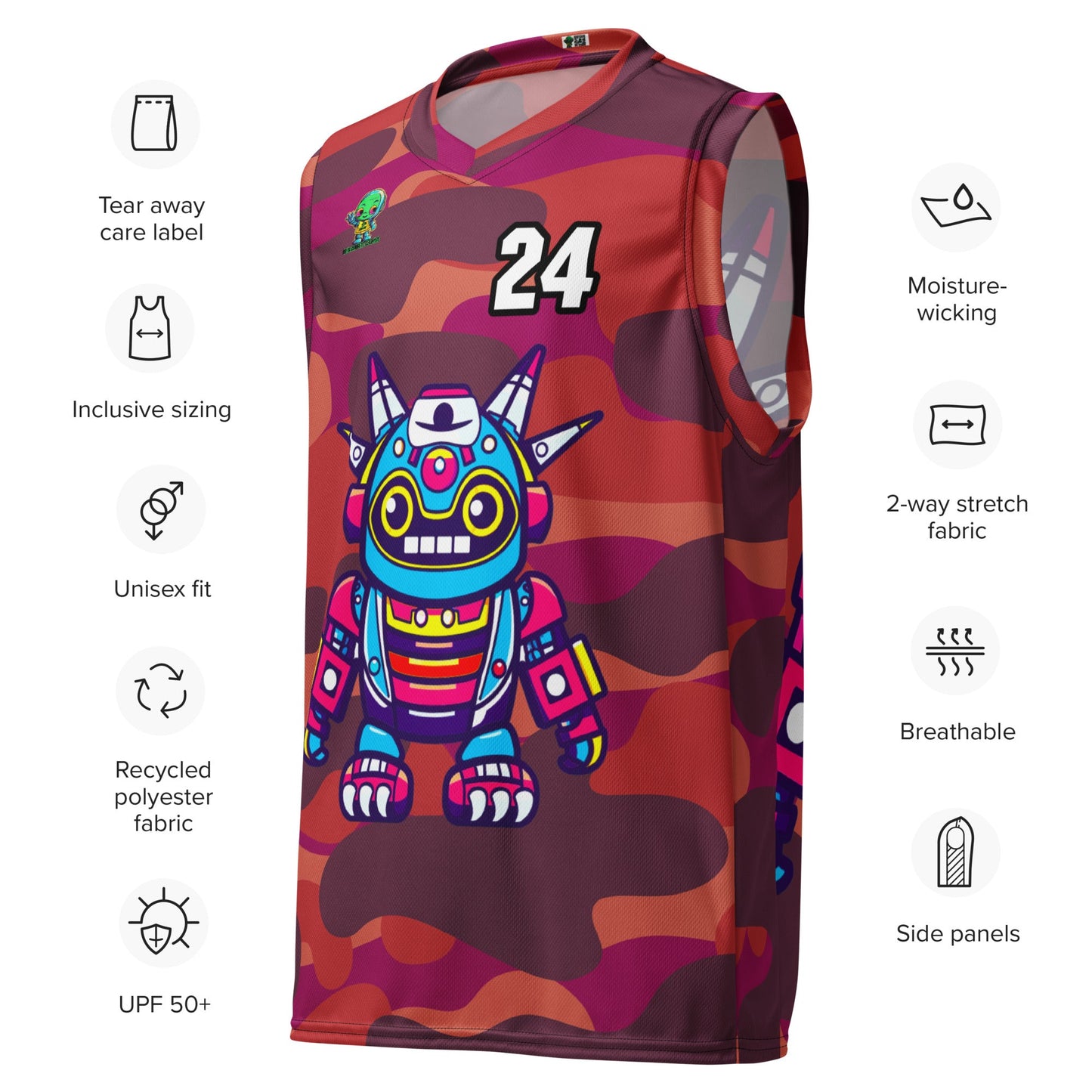 Techno Guardian - Recycled unisex basketball jersey - Inferno Camo Colorway - BBairt