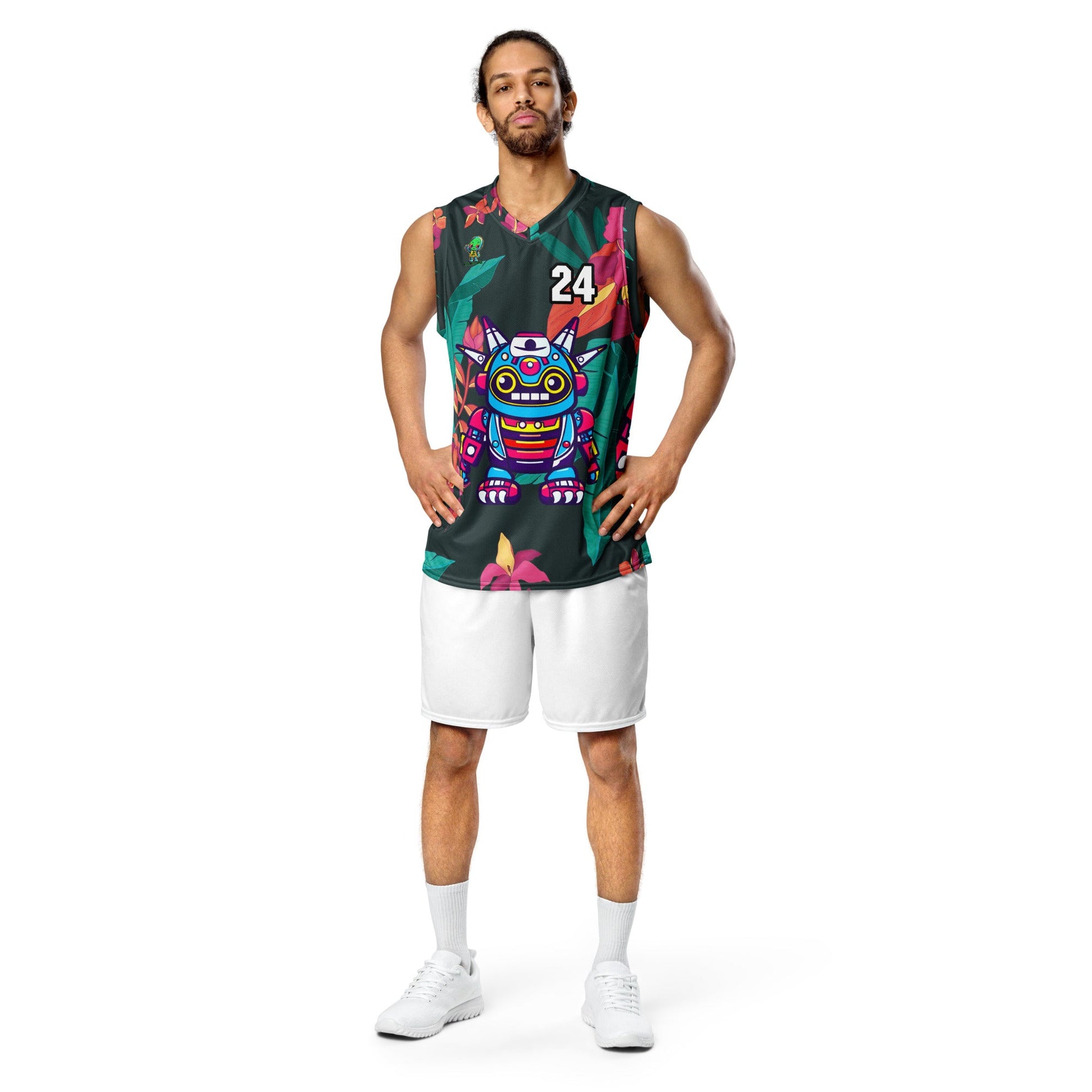 Techno Guardian - Recycled unisex basketball jersey - Midnight Jungle Colorway - BBairt