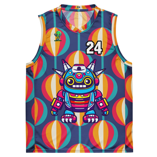 Techno Guardian - Recycled unisex basketball jersey - Retro Carnival Colorway - BBairt