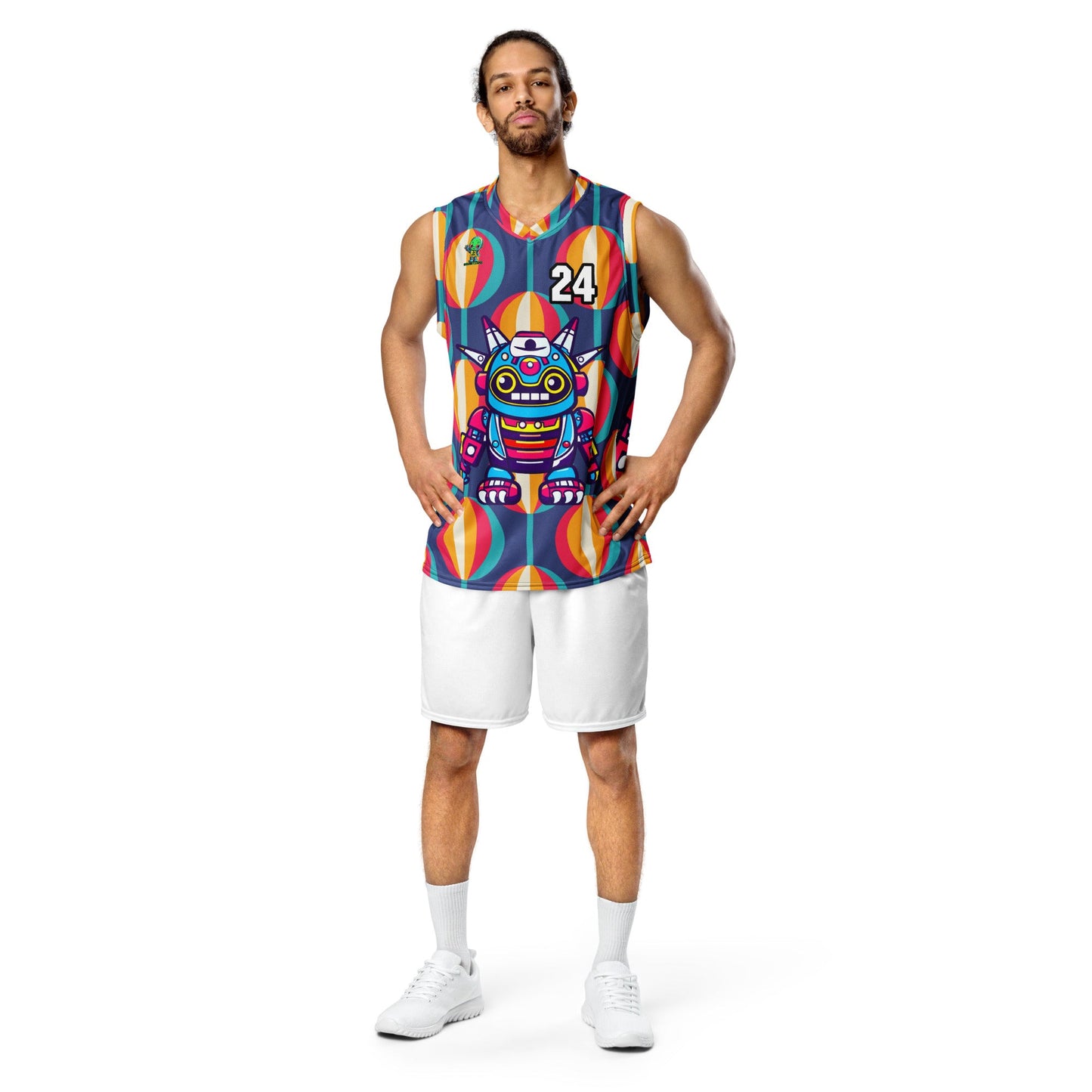 Techno Guardian - Recycled unisex basketball jersey - Retro Carnival Colorway - BBairt