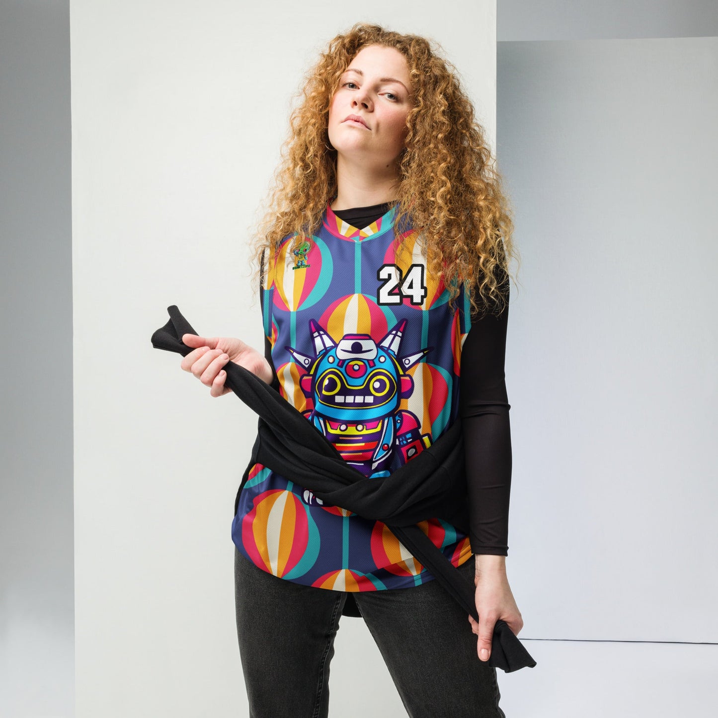 Techno Guardian - Recycled unisex basketball jersey - Retro Carnival Colorway - BBairt