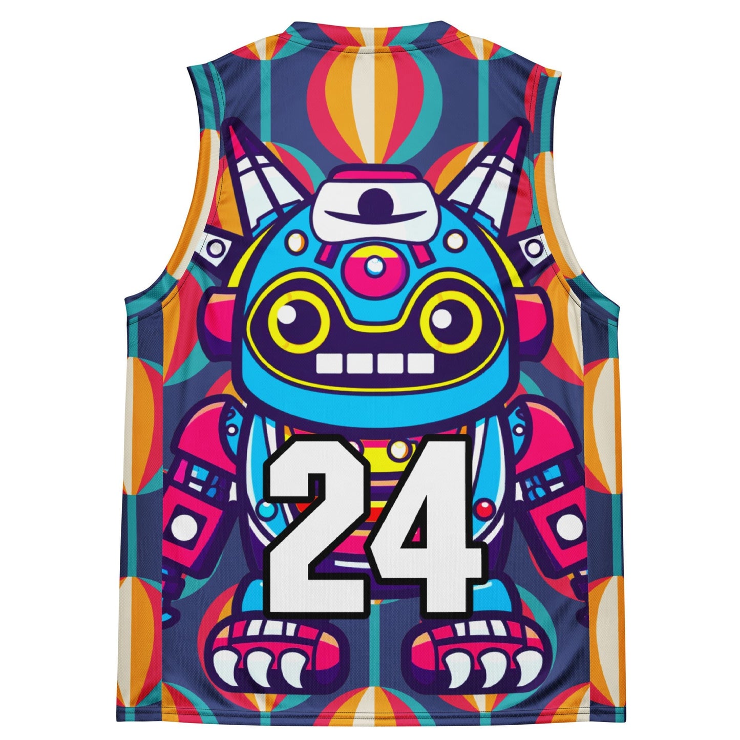 Techno Guardian - Recycled unisex basketball jersey - Retro Carnival Colorway - BBairt