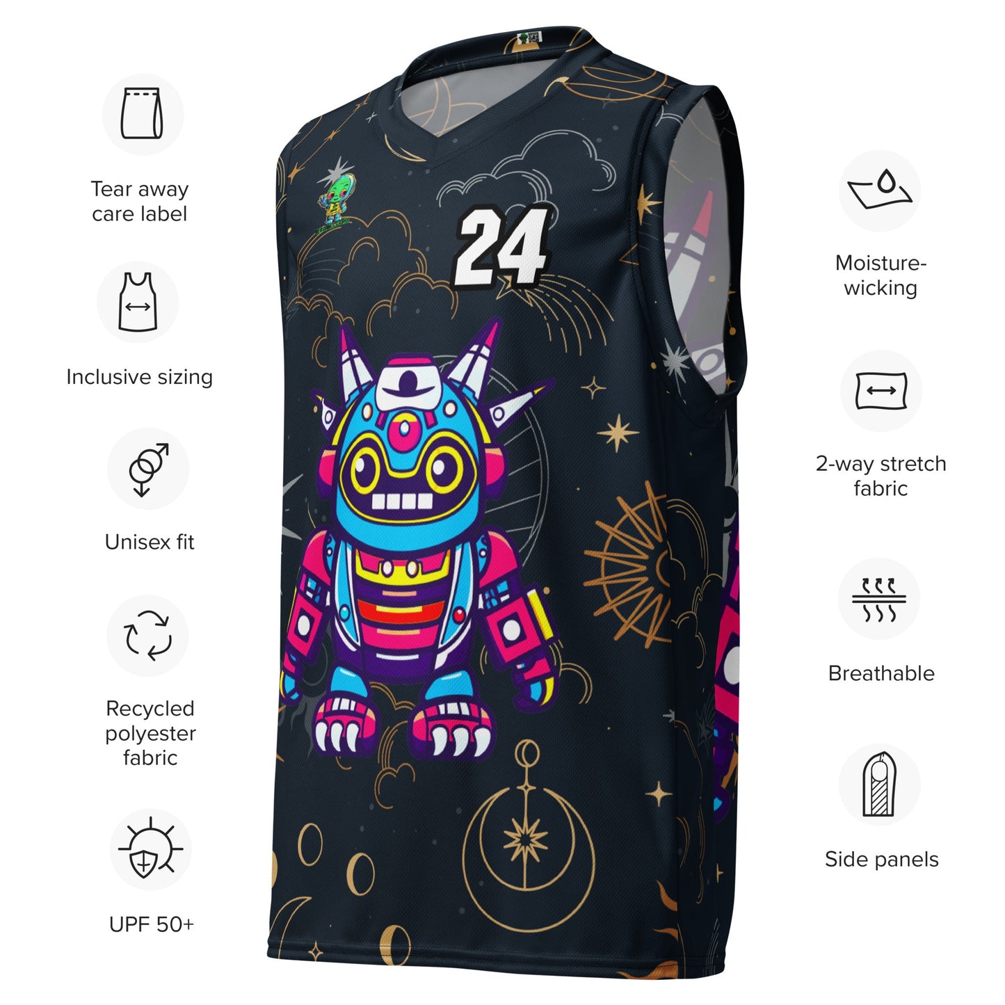 Techno Guardian - Recycled unisex basketball jersey - Starry Odyssey Colorway - BBairt