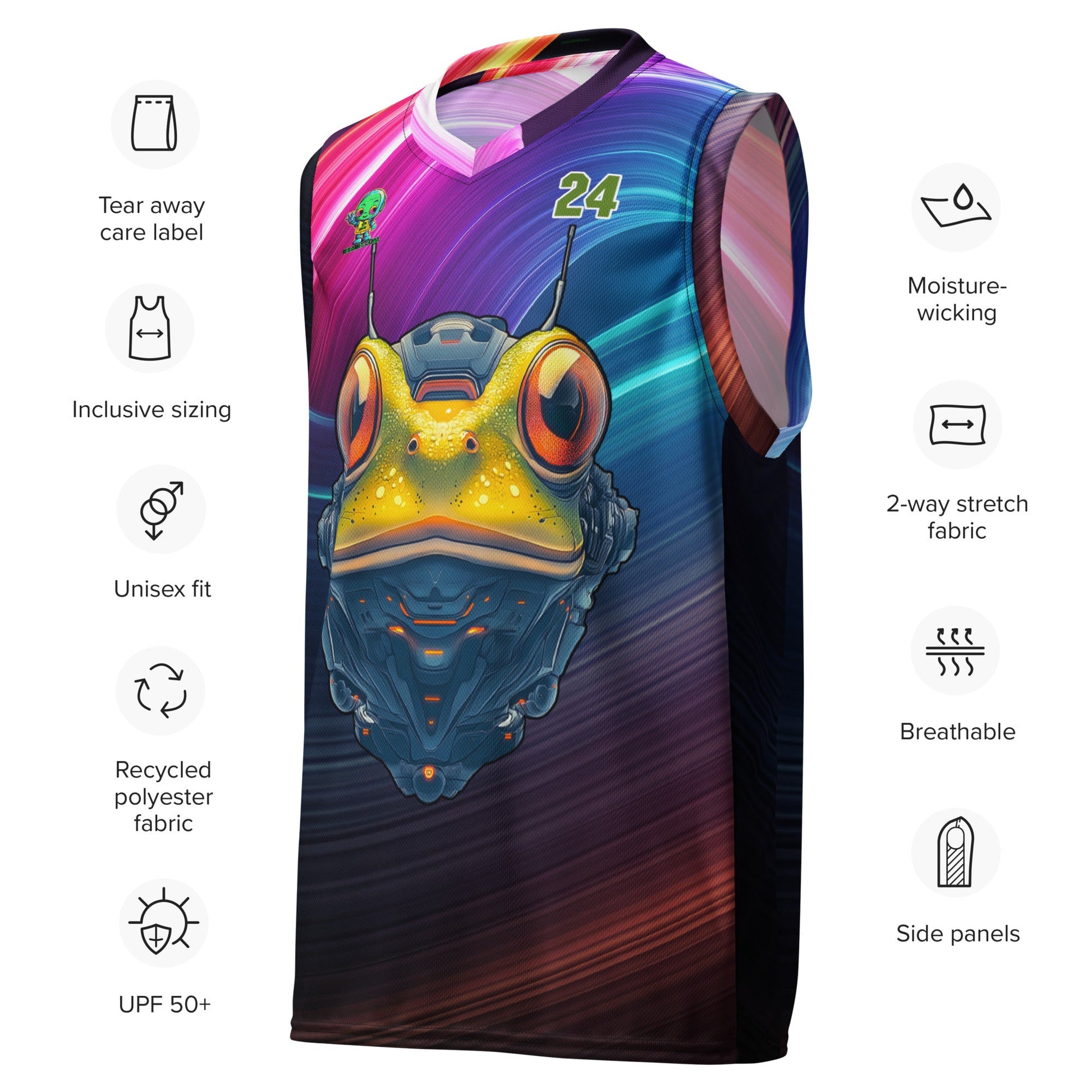 Techno Toad - Recycled unisex basketball jersey - BBairt