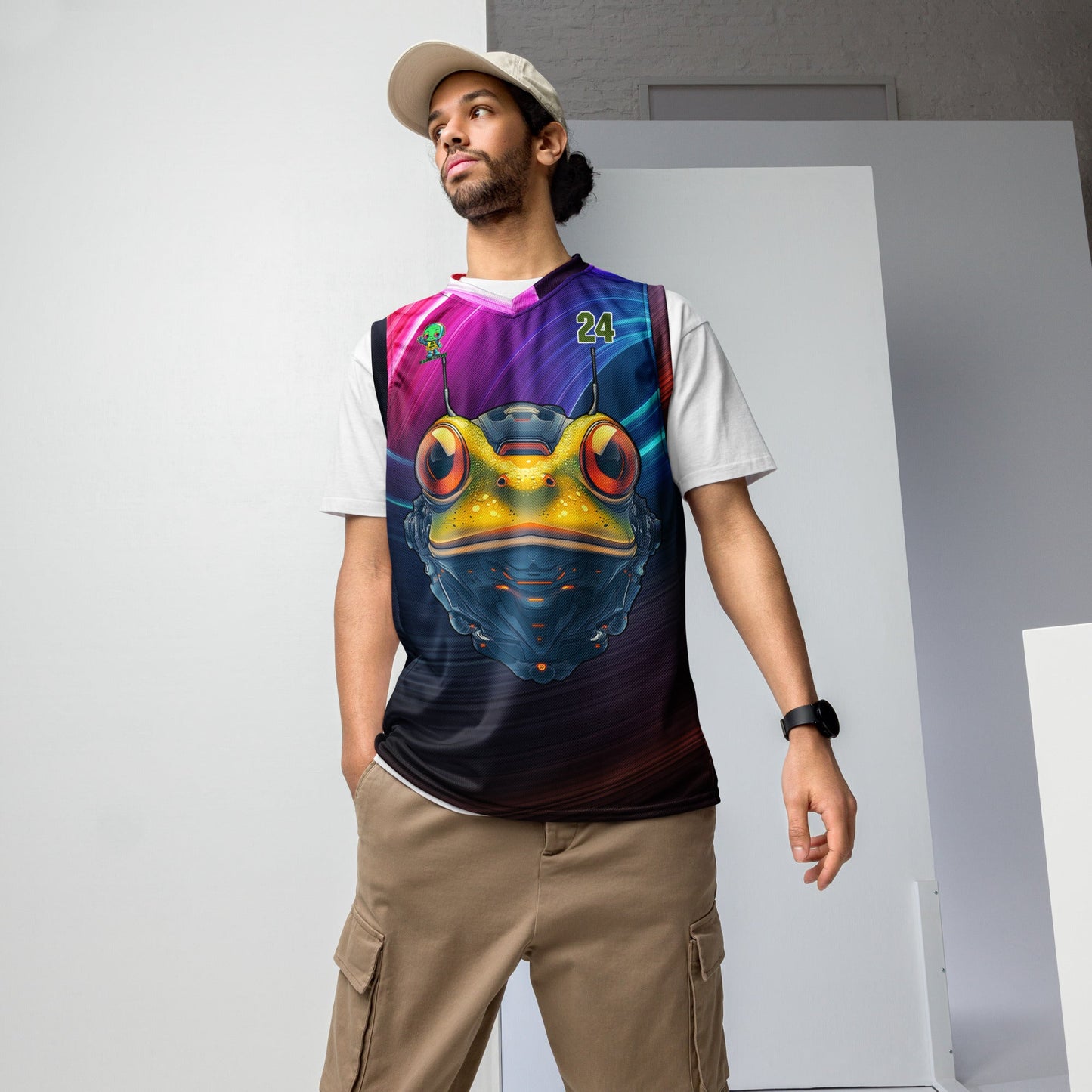 Techno Toad - Recycled unisex basketball jersey - BBairt