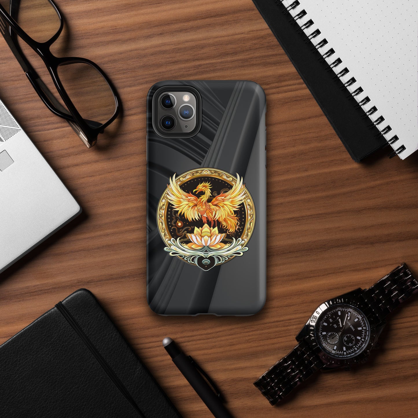 Elemental Harmony: Fiery Phoenix and Calm Lotus - Tough Case for iPhone®