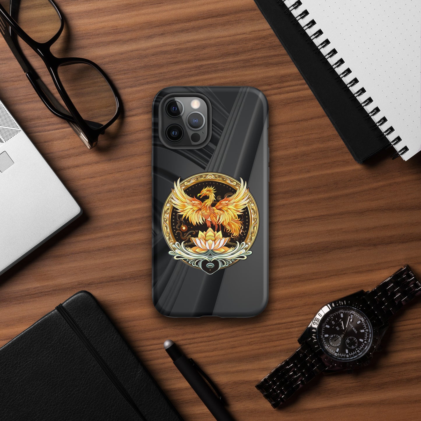 Elemental Harmony: Fiery Phoenix and Calm Lotus - Tough Case for iPhone®