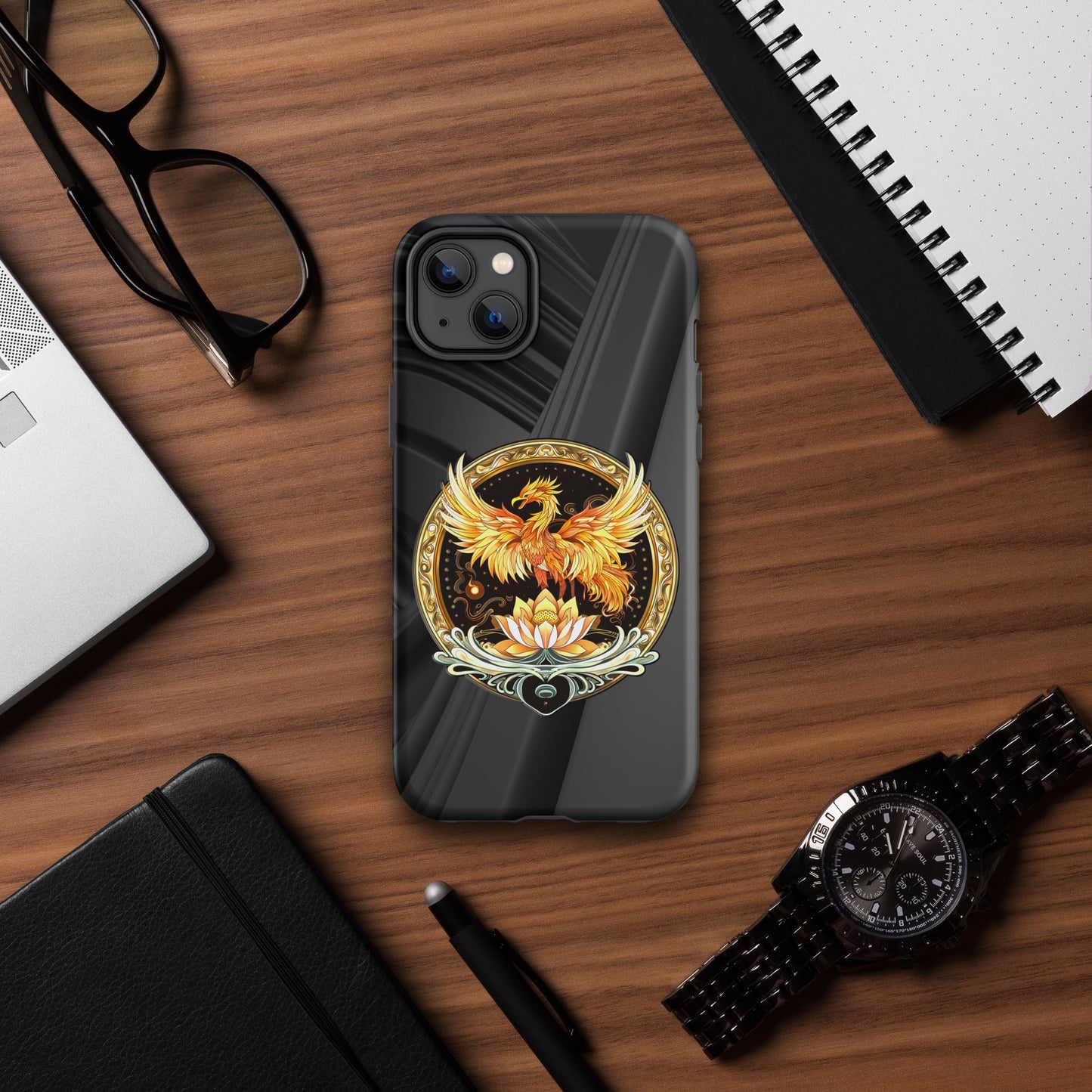 Elemental Harmony: Fiery Phoenix and Calm Lotus - Tough Case for iPhone®