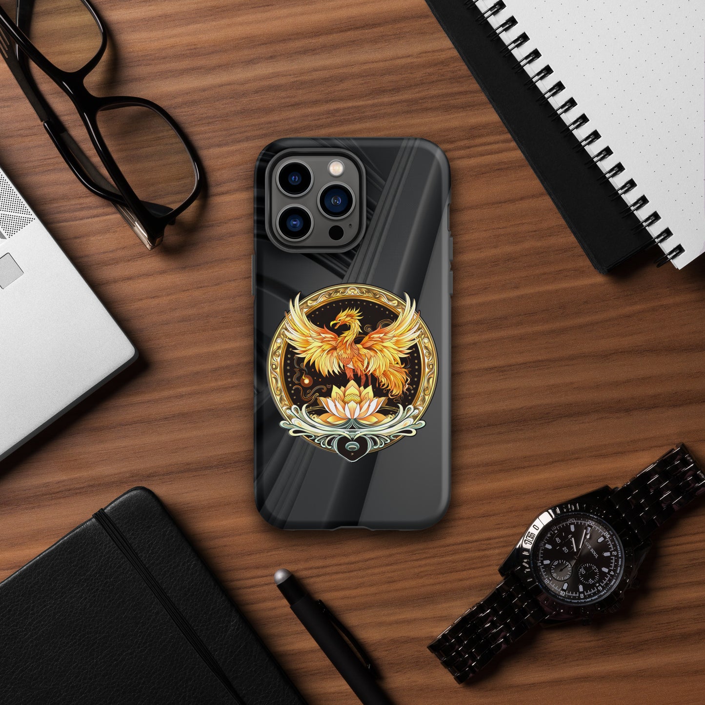 Elemental Harmony: Fiery Phoenix and Calm Lotus - Tough Case for iPhone®