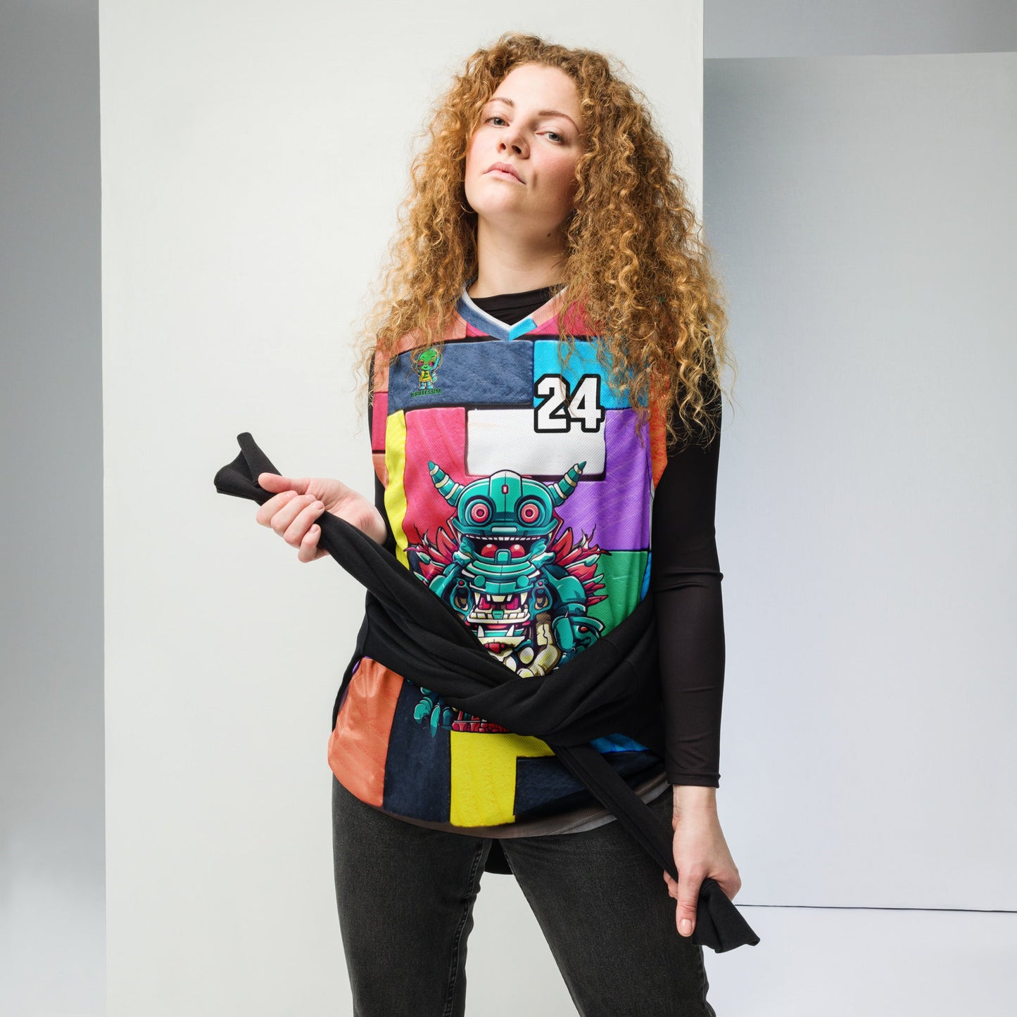 Toy Town Watchman - Recycled unisex basketball jersey - Block Fusion Colorway - BBairt
