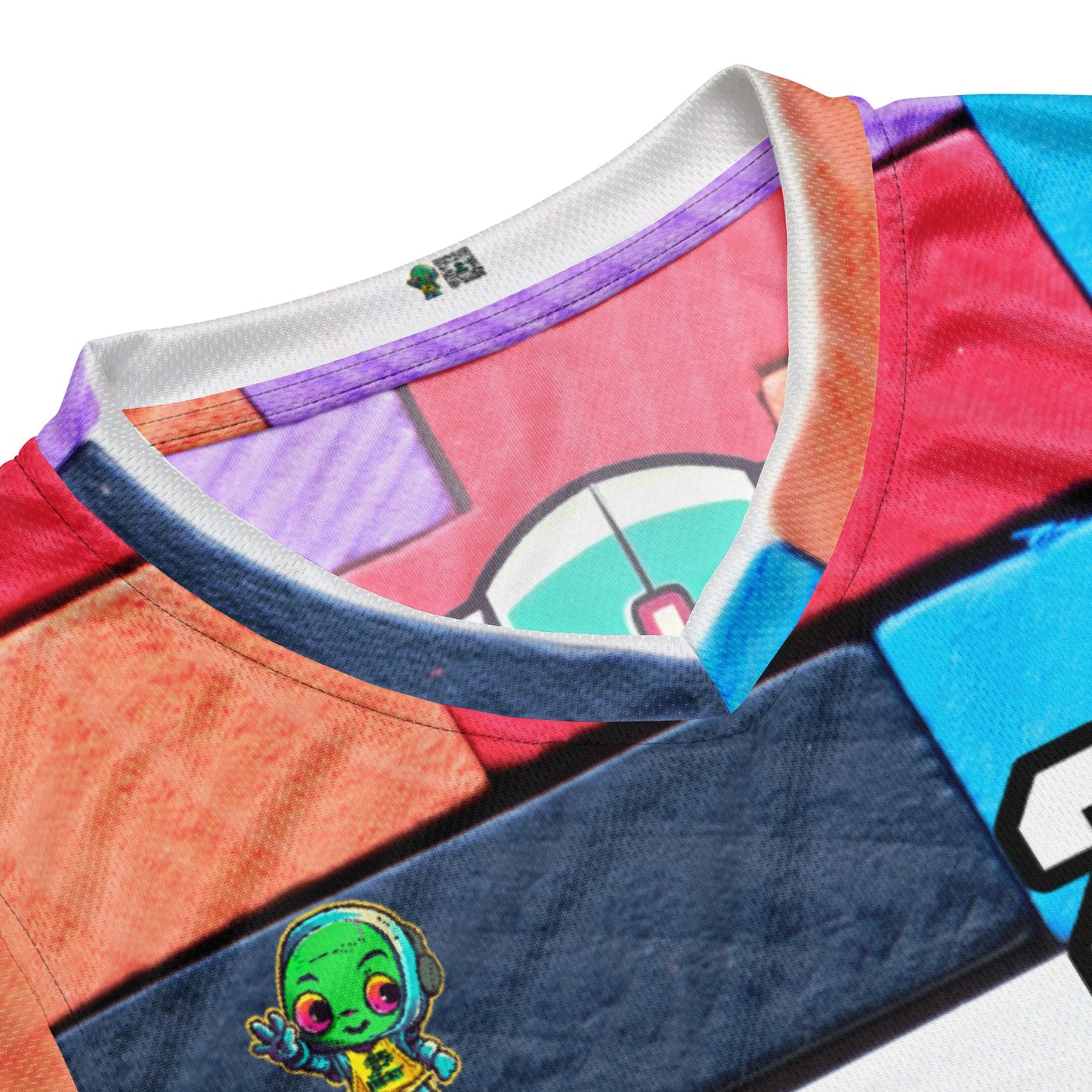 Toy Town Watchman - Recycled unisex basketball jersey - Block Fusion Colorway - BBairt