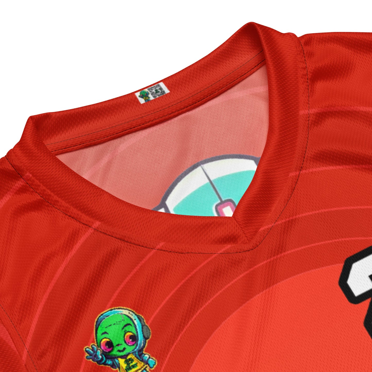 Toy Town Watchman - Recycled unisex basketball jersey - Crimson Vortex Colorway - BBairt