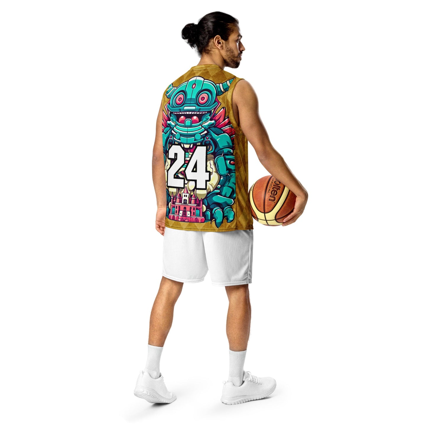 Toy Town Watchman - Recycled unisex basketball jersey - Golden Argyle Colorway - BBairt