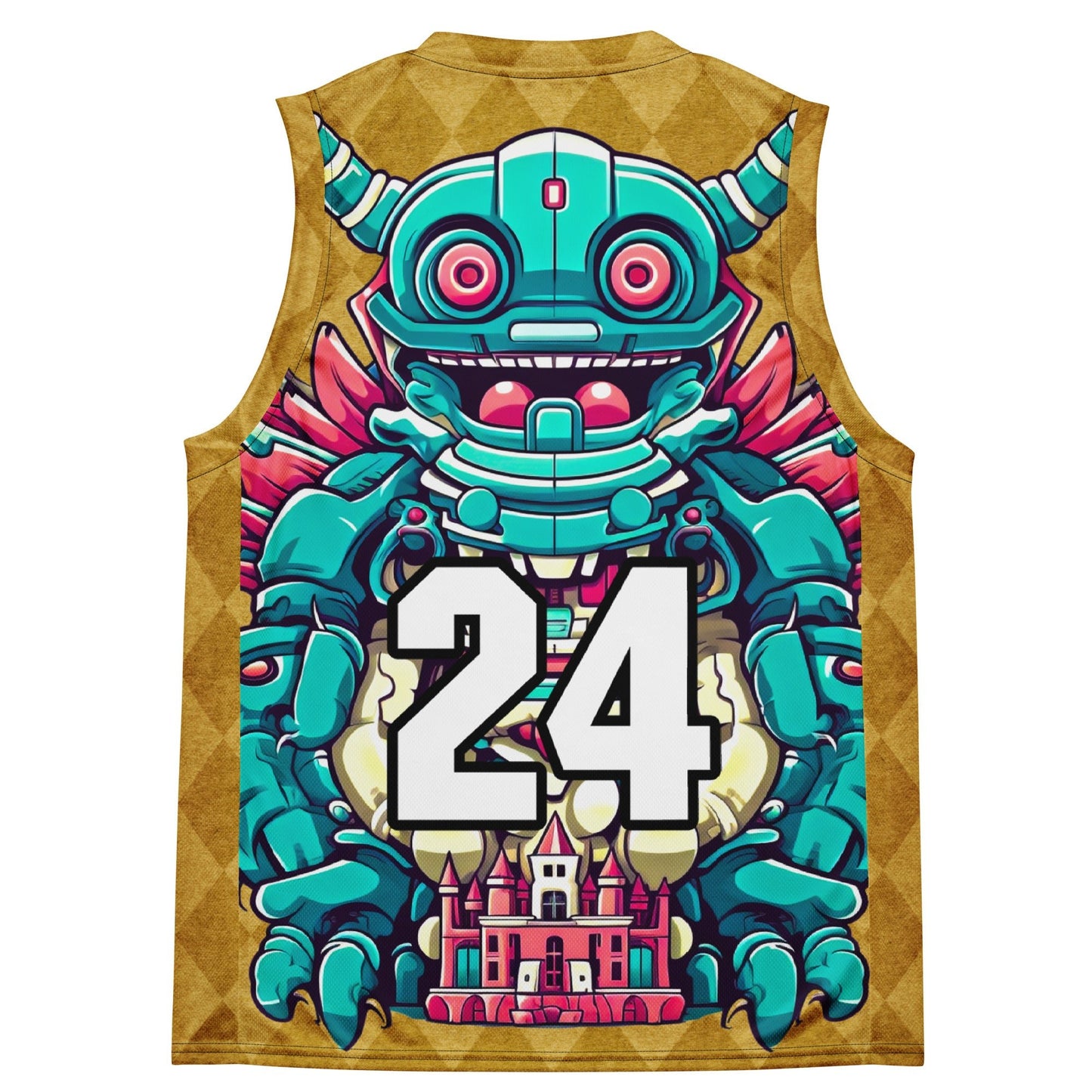 Toy Town Watchman - Recycled unisex basketball jersey - Golden Argyle Colorway - BBairt