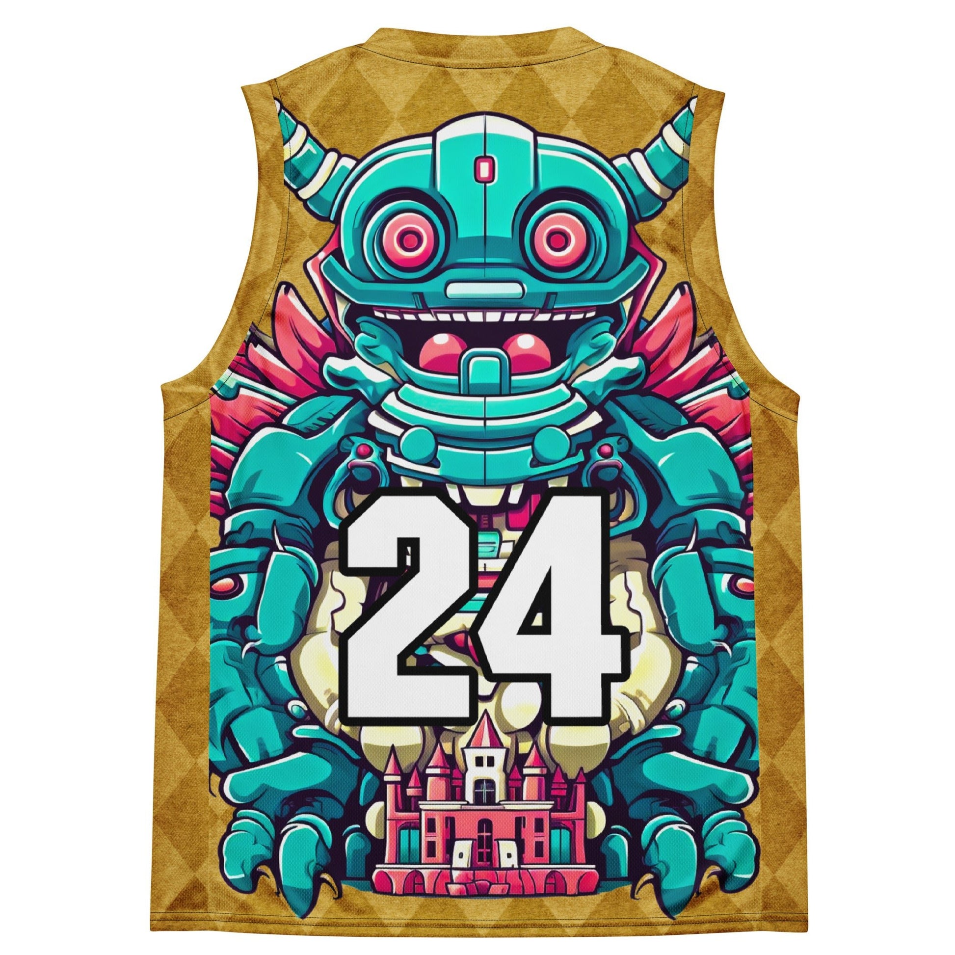 Toy Town Watchman - Recycled unisex basketball jersey - Golden Argyle Colorway - BBairt