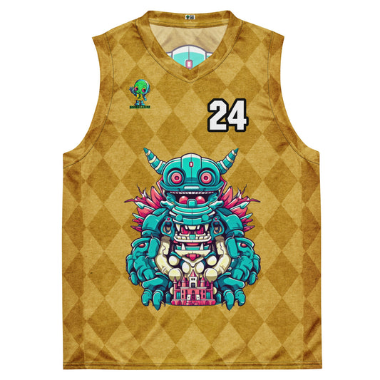 Toy Town Watchman - Recycled unisex basketball jersey - Golden Argyle Colorway - BBairt