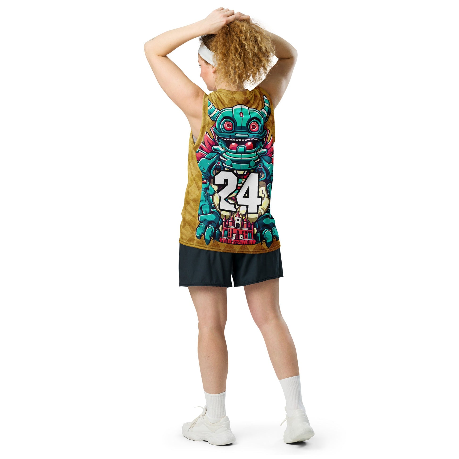 Toy Town Watchman - Recycled unisex basketball jersey - Golden Argyle Colorway - BBairt