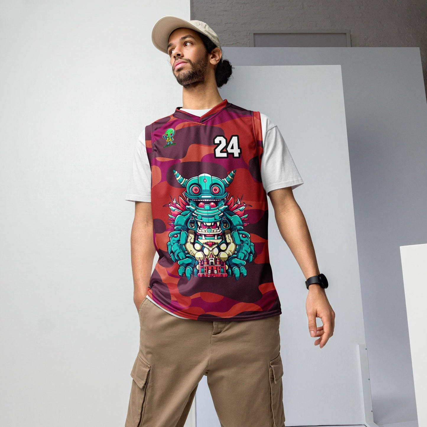 Toy Town Watchman - Recycled unisex basketball jersey - Inferno Camo Colorway - BBairt