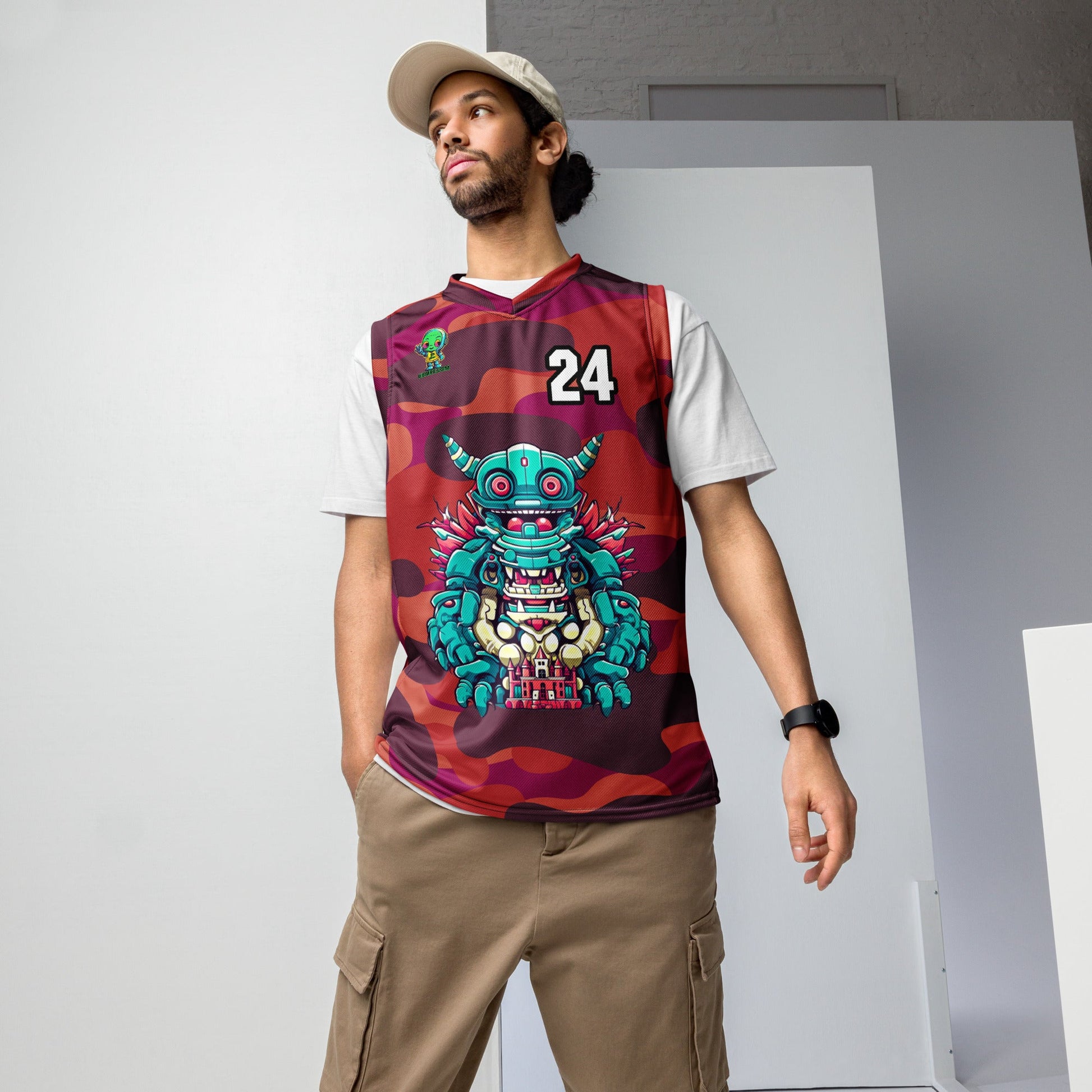 Toy Town Watchman - Recycled unisex basketball jersey - Inferno Camo Colorway - BBairt