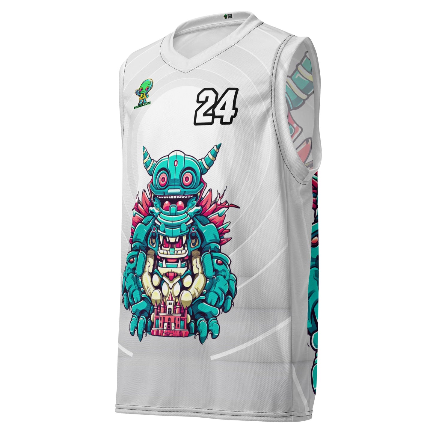 Toy Town Watchman - Recycled unisex basketball jersey - Ivory Vortex - BBairt