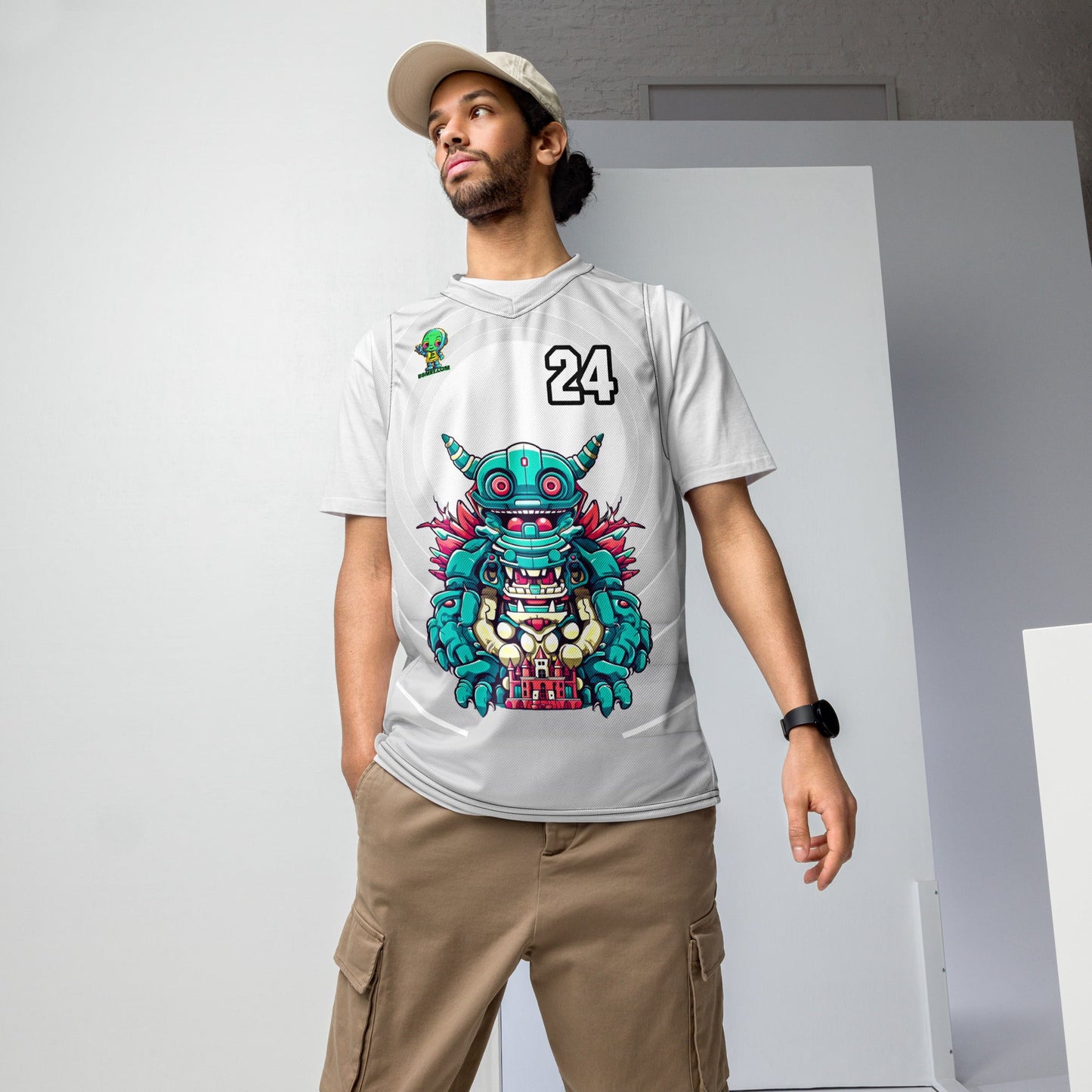 Toy Town Watchman - Recycled unisex basketball jersey - Ivory Vortex - BBairt